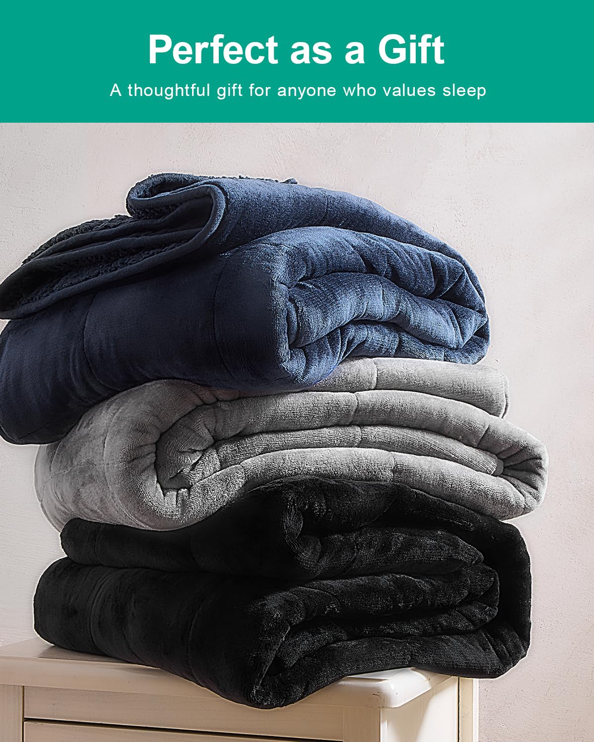 Super Fuzzy Soft Sherpa Fleece Weighted Blanket, 15 lbs Dual Sided Fluffy Heavy Weighted Blankets for Adults - No Bunching with Double Layers of Soft Inner Lining (60"x 80", 15 Pounds)