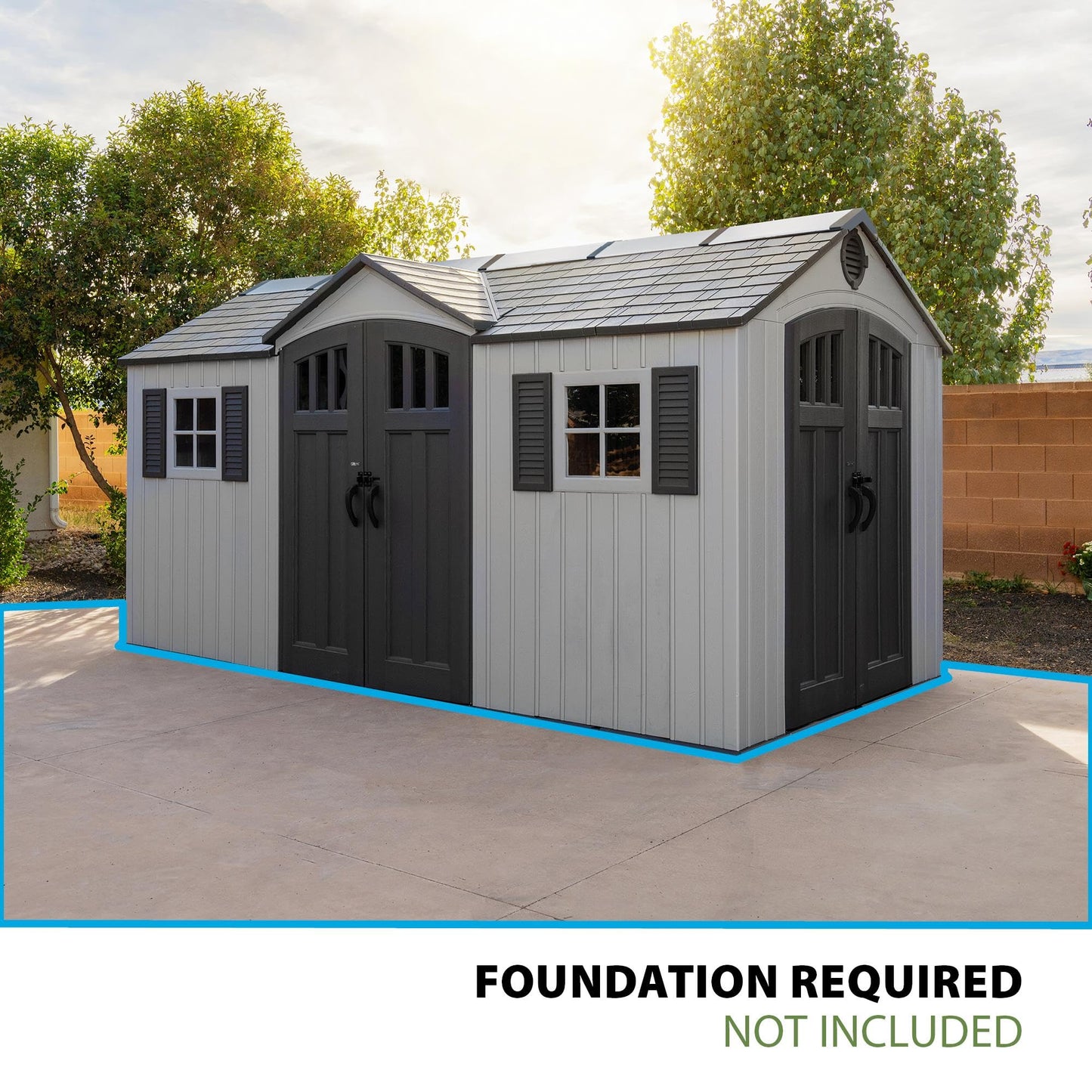 Lifetime Dual Entry Outdoor Storage Shed, 15 x 8 Foot