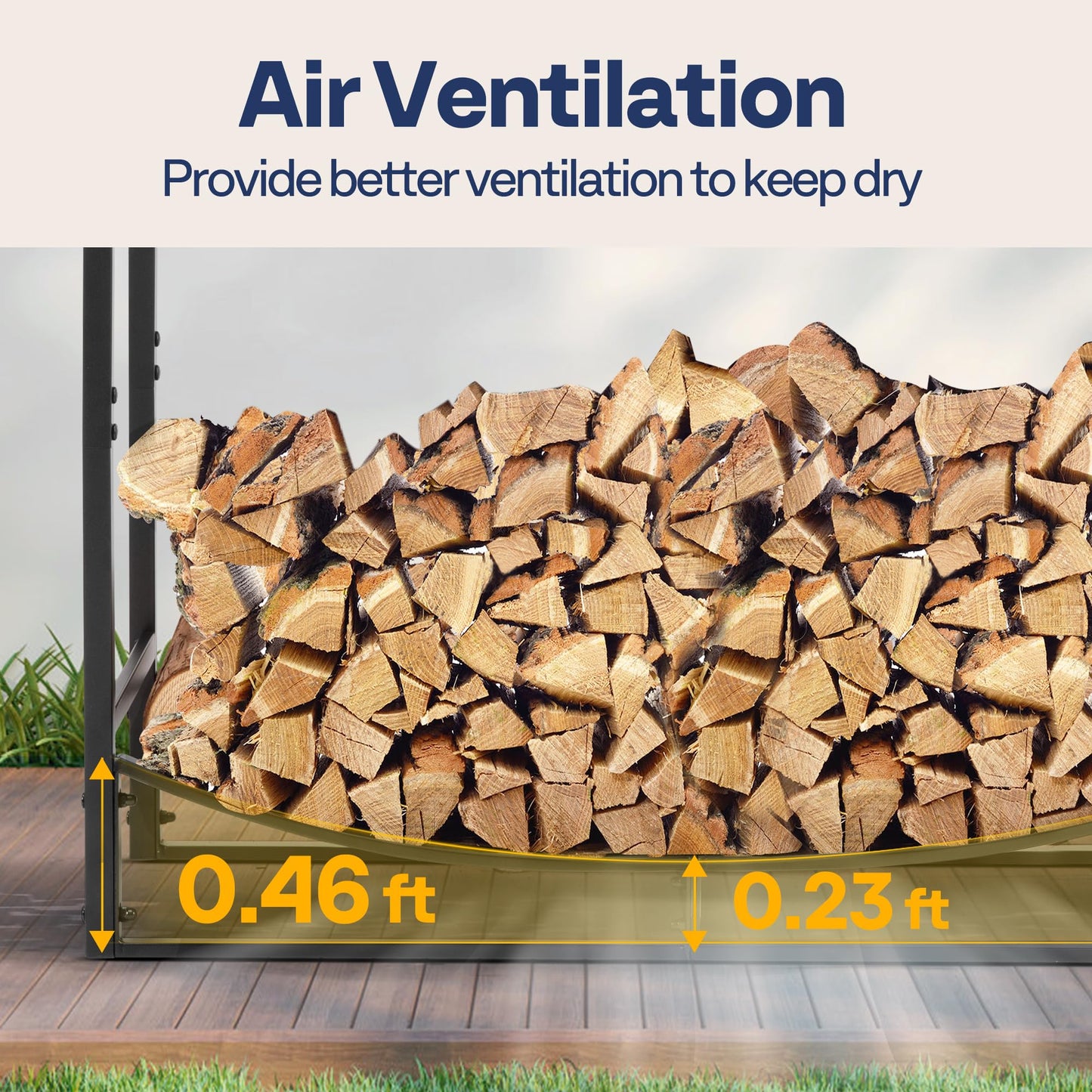 VIVOHOME 3ft Heavy Duty Indoor Outdoor Firewood Storage Log Rack with Kindling Holder