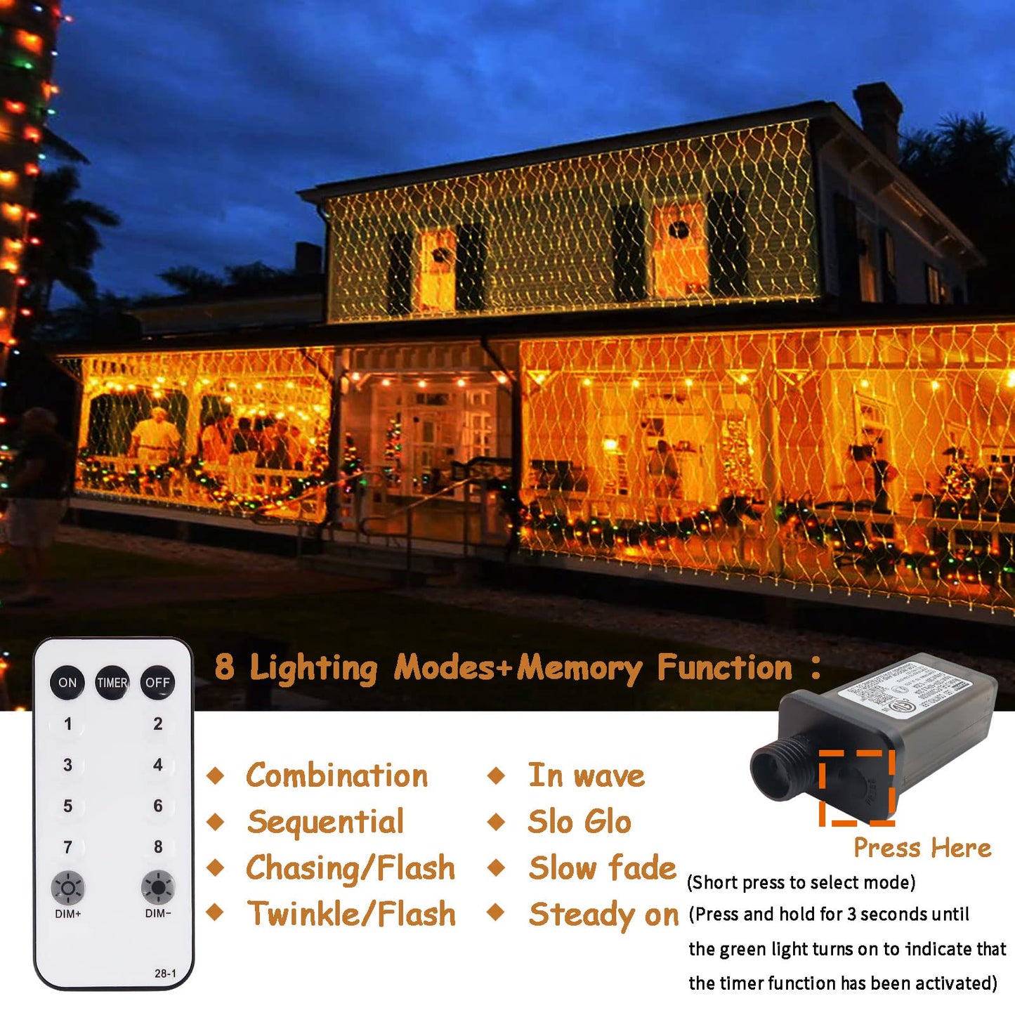 ZAIYW 660 LED Net Lights Outdoor Mesh Lights, 20Ft x 13Ft Large Christmas Net Lights Plug in with Remote Control Timer for Bushes Xmas Shrubs Wall Wedding Tree Decor (Warm White)