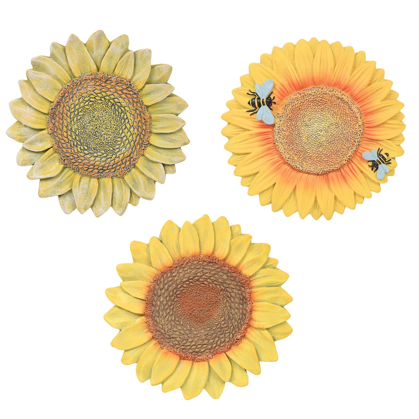 3 Pack Sunflower Cement Stepping Stone for Garden & Patio – 10 Inch Hand-Painted Outdoor/Indoor Decorative Paver, Durable & Weather-Resistant Yard Art, Vibrant Yellow Design