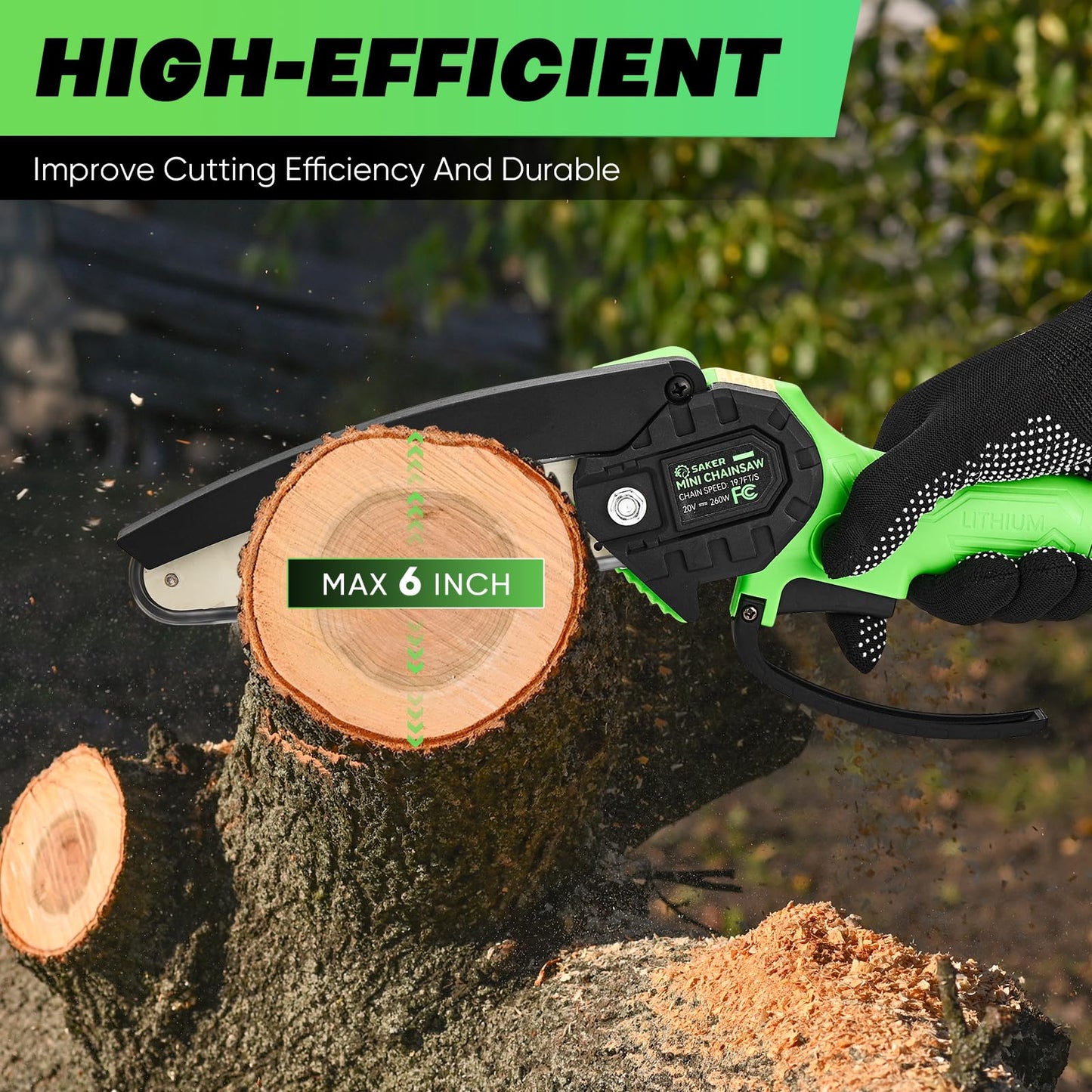 Saker Mini Chainsaw Cordless,6 Inch Chainsaw, Mini Electric Chainsaw Cordless Battery Powered,One-Hand Portable Chain Saw for Tree Trimming, Pruning&Wood Cutting,Gifts for Men Husband