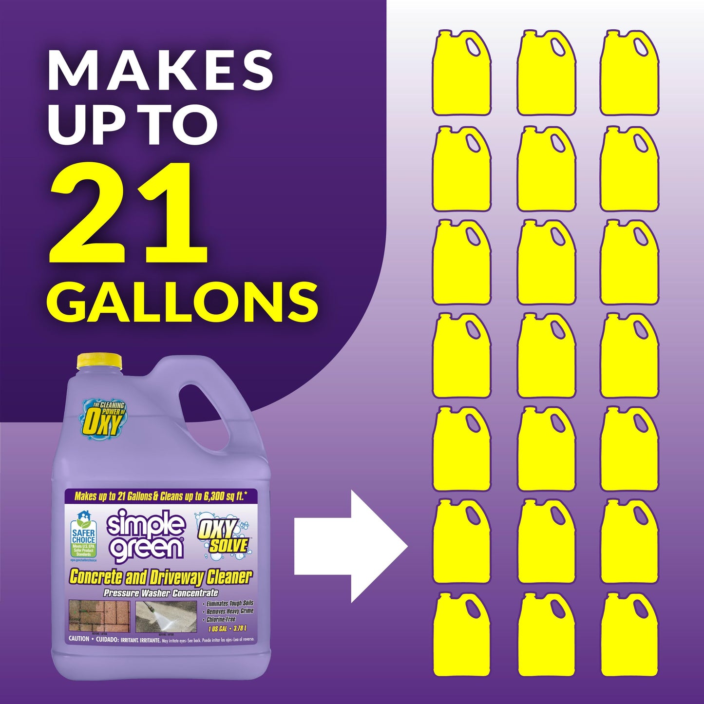 Simple Green Oxy Solve Concrete and Driveway Pressure Washer Cleaner, Purple, Unscented, 128 Fl.Oz
