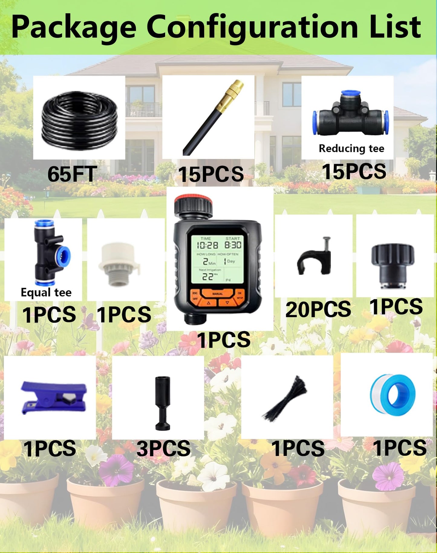 Drip Irrigation System,Automatic Garden Watering System,360° Adjustable Spray Sprinkler Kit, Easy Installation No Tools, Fine Mist Watering forGarden,Patio,Potted Plants,Courtyard Watering System