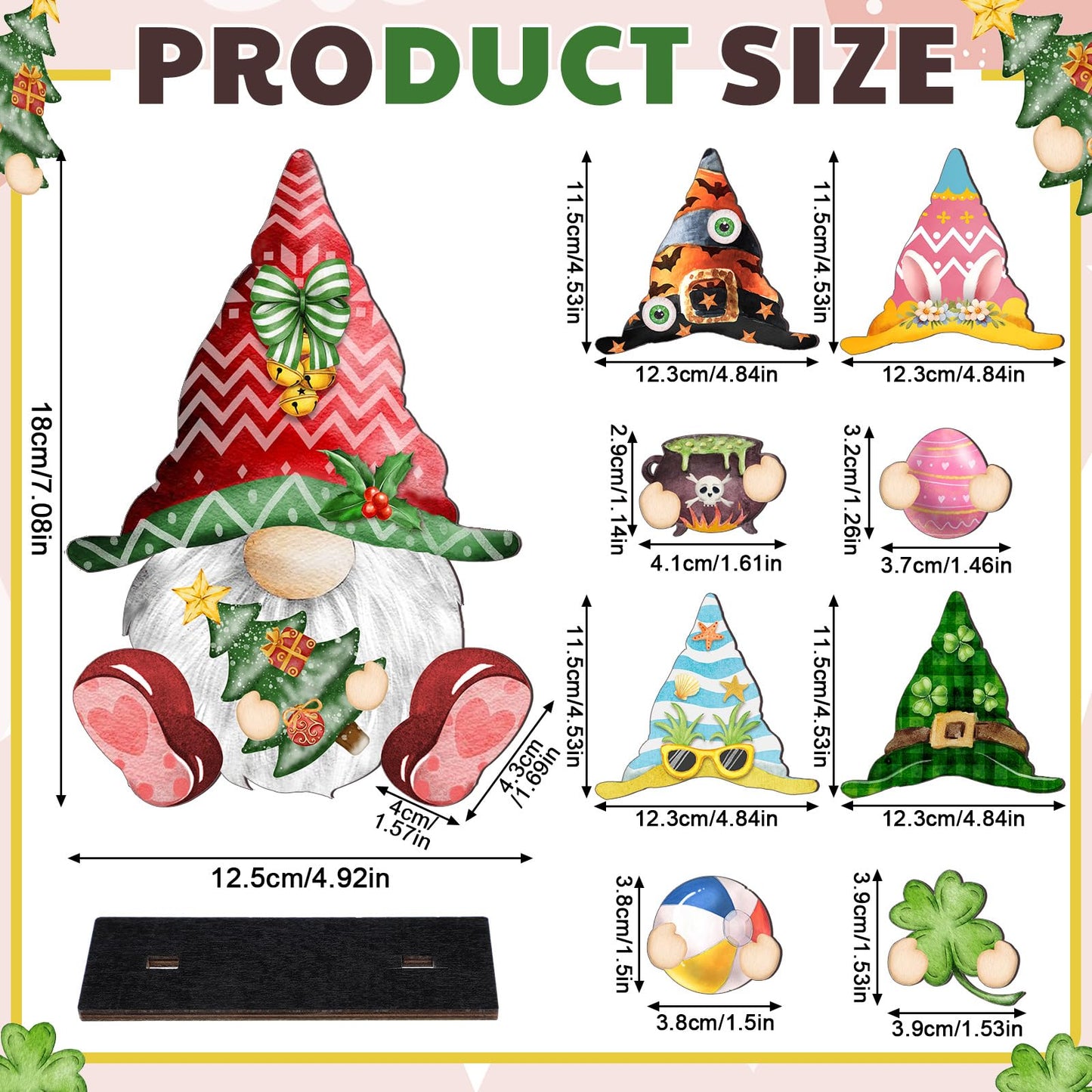 Blulu 34 Pcs Interchangeable Wooden Gnome Decor Summer 4th of July Patriotic Gnomes Welcome Sign Holiday Seasonal Tiered Tray Decor with Magnet Pieces for Gifts Decorations (Vivid)