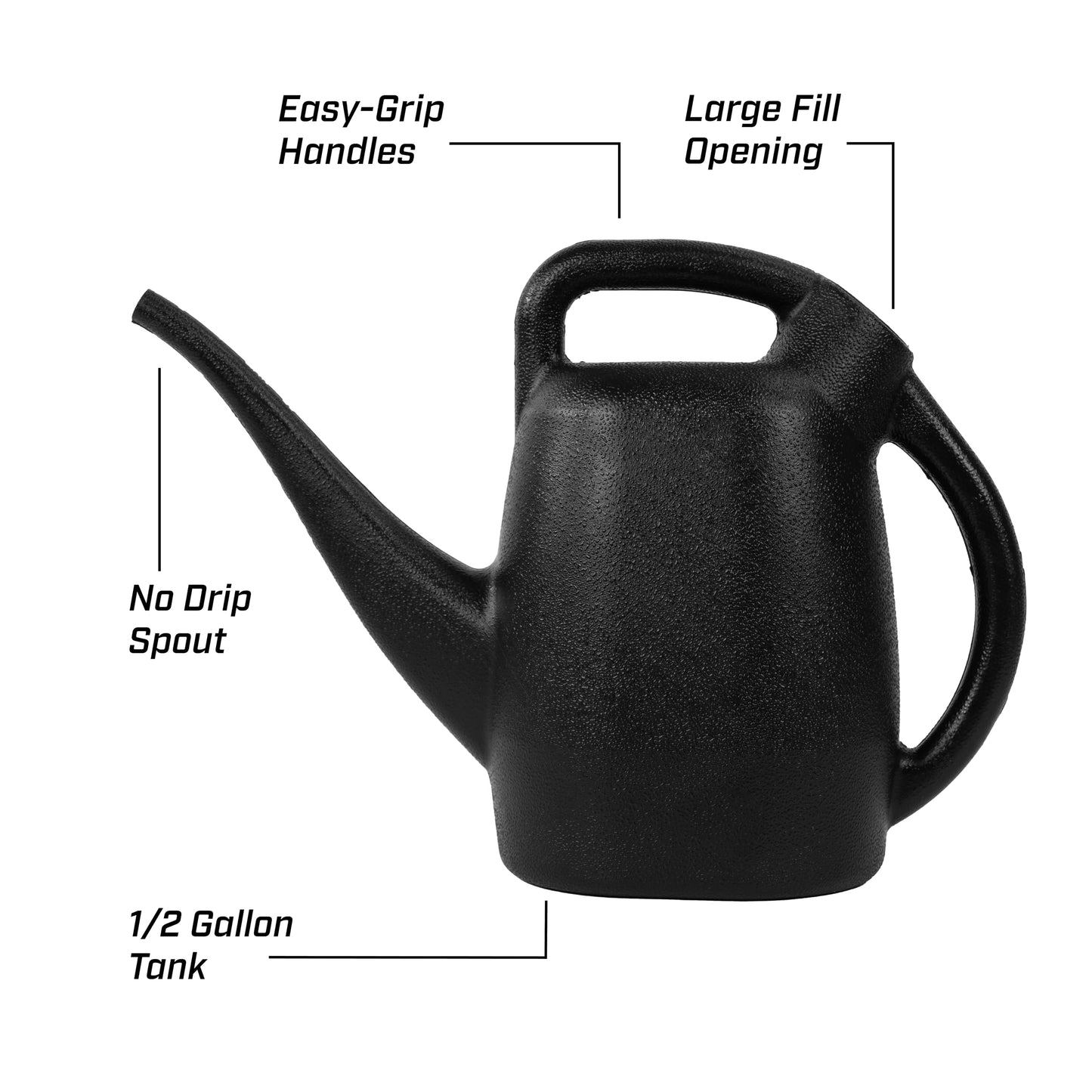 Chapin 48000 Watering Can, Garden, Indoor and Outdoor Plants, Recycled Plastic, Made in USA, Black, 0.5 Gallon (2.3 Liters)