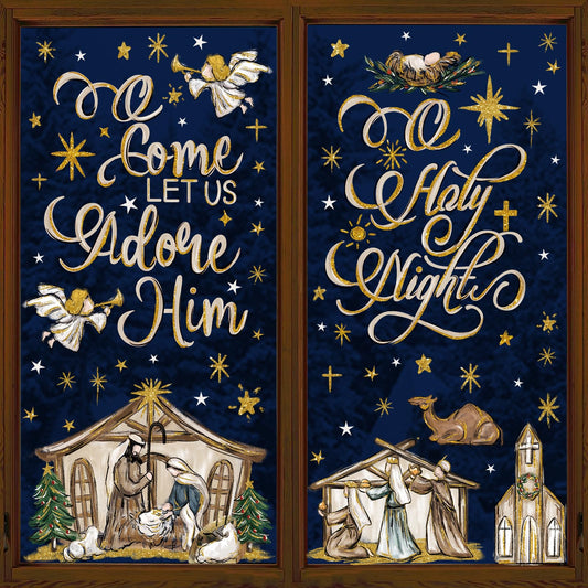 DULEFUN Christmas Window Clings 6 Sheets Jesus Nativity Window Stickers Decals Double-Sided Christmas Glass Window Decoration for Xmas Home Kitchen Office Decor Winter Holiday New Year