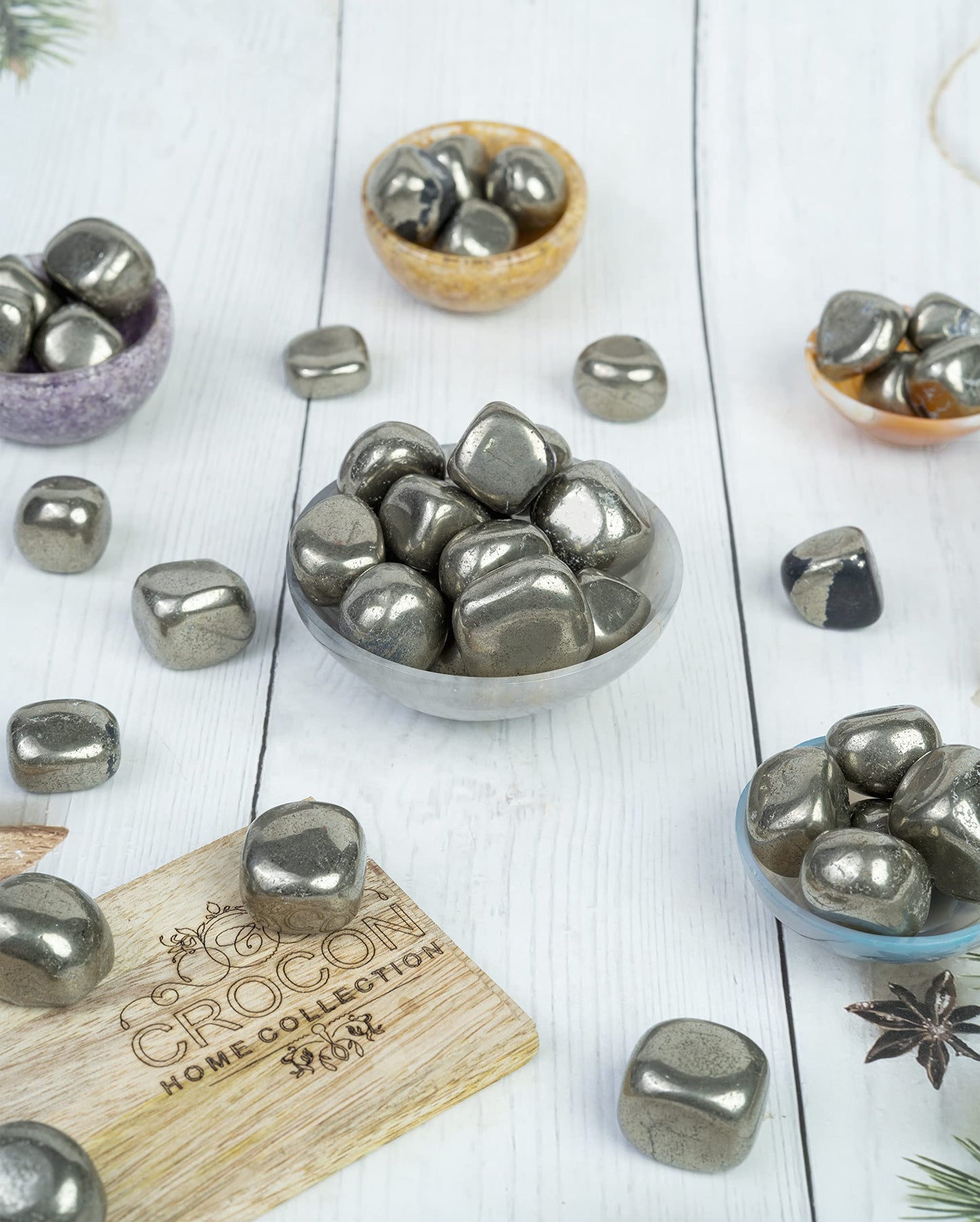 Crocon 1LB Golden Pyrite Tumbled Stones and Crystals Bulk Natural Crystal Kit for Reiki Healing Crystal Polished, Tumble Stones, Chakra Balancing, Good Luck, Reiki Gift, Home Decor Size : 20-25 mm