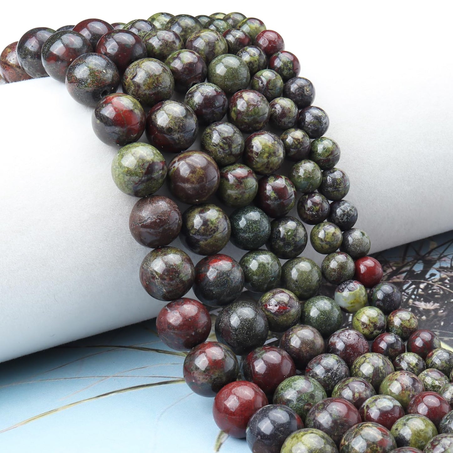 Siomia 60pcs 6mm Natural Dragon Blood Stone Gemstone Beads Energy Healing Crystal Round Loose Stone Beads for Jewelry Making, DIY Bracelets Necklaces