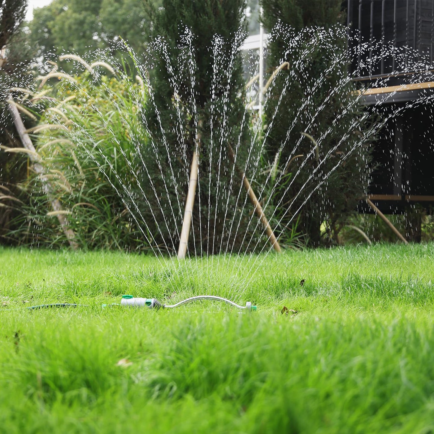 RESTMO Heavy Duty Oscillating Sprinkler with 18 Brass Nozzles, Stable Metal Base, Adjustable Flow & Width & Coverage, Lawn Sprinkler & Garden Sprinkler for Large Yard Irrigation