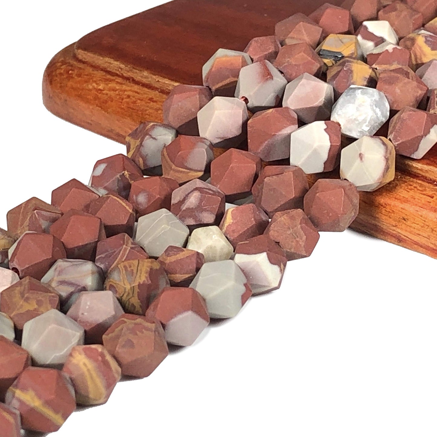 ABCGEMS Matte Australian Noreena Picture Jasper Beads (A Revolutionary Cutting Technique Brings a High-End Look to a Traditional Faceted Round) Healing Chakra Stone Non-Waxed Non-Polished Star-Cut 8mm