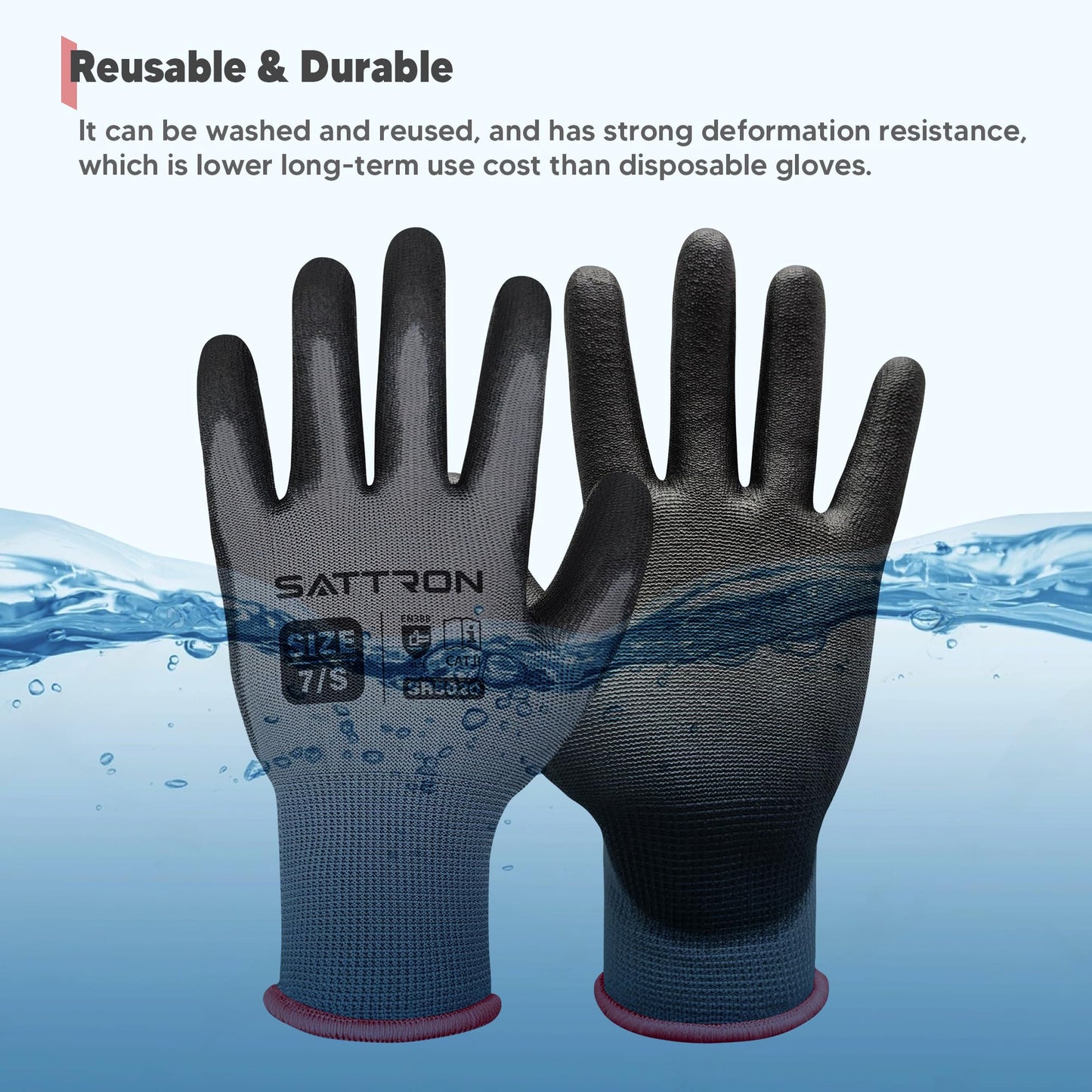 Safety Work Gloves PU Coated, 12 Pairs Seamless Knit Gloves with Polyurethane Coating Working Gloves Excellent Grip for Men & Women, Breathable, Ideal for General Duty Work DIY ((Grey, 2X-Large)