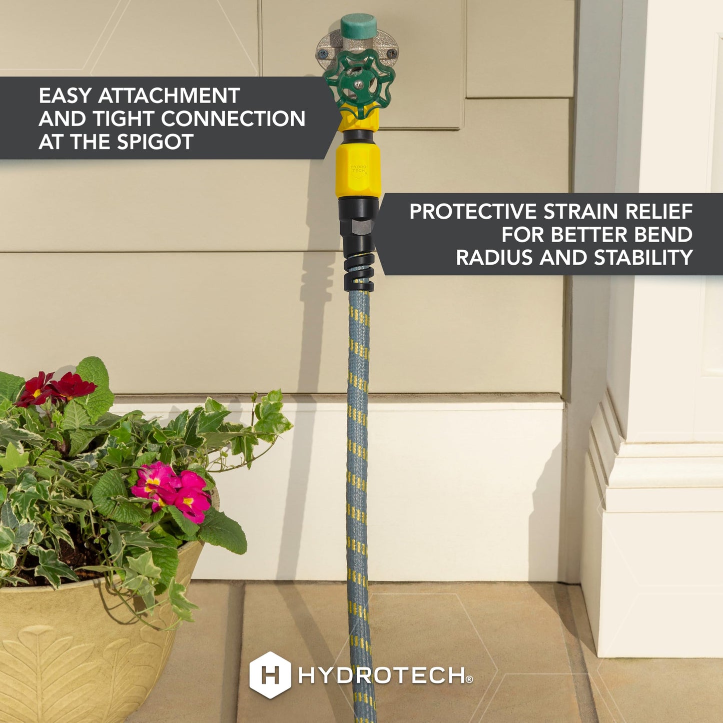 HydroTech 100 ft Expandable Garden Hose with Patented Force Control Technology - 5/8" No-Kink Flexibility, Lightweight Hose for Lawn, Garden, Car Washing, Deck and Patio Cleaning