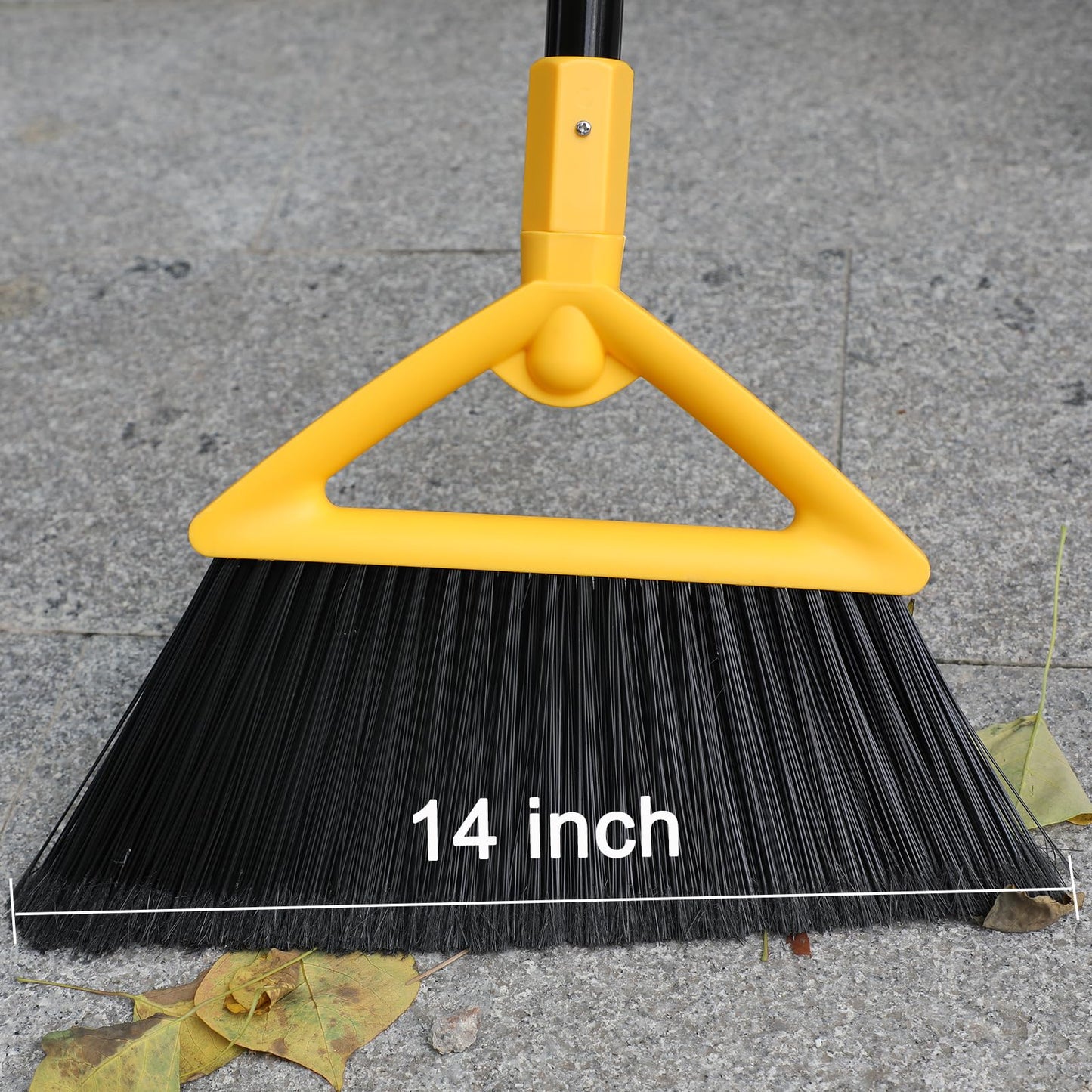 SZJYHQY Heavy Duty Angle Broom 3 Pack - Yellow Broom for Outdoor & Indoor, Garage, Driveway, Sidewalk, Kitchen & More, Long Handle