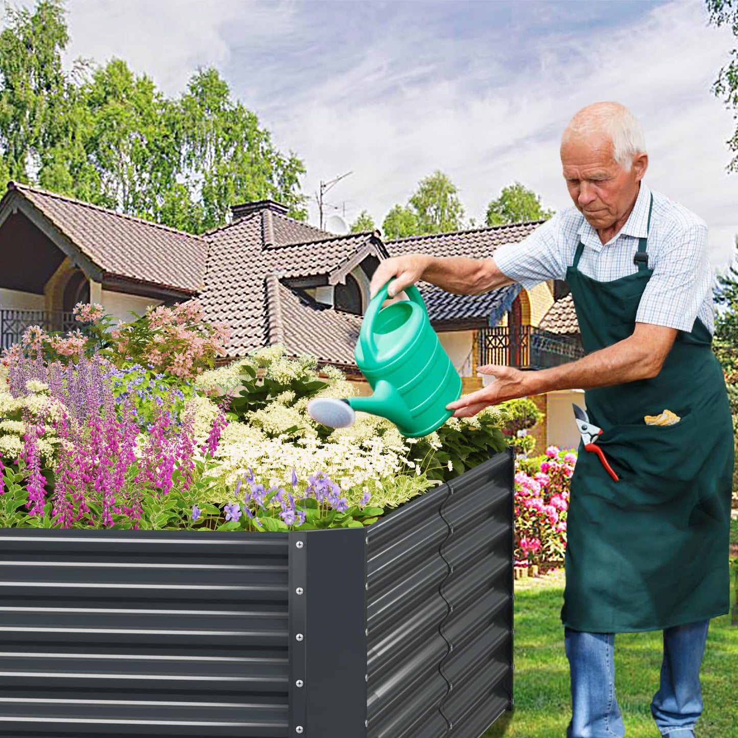 FRIZIONE 6FT(L)×3FT(W)×2FT(H) Raised Garden Bed Outdoor for Flower, Garden Planter Box for Vegetable, Raised Garden Beds for Herb, Succulent, Dark Gray