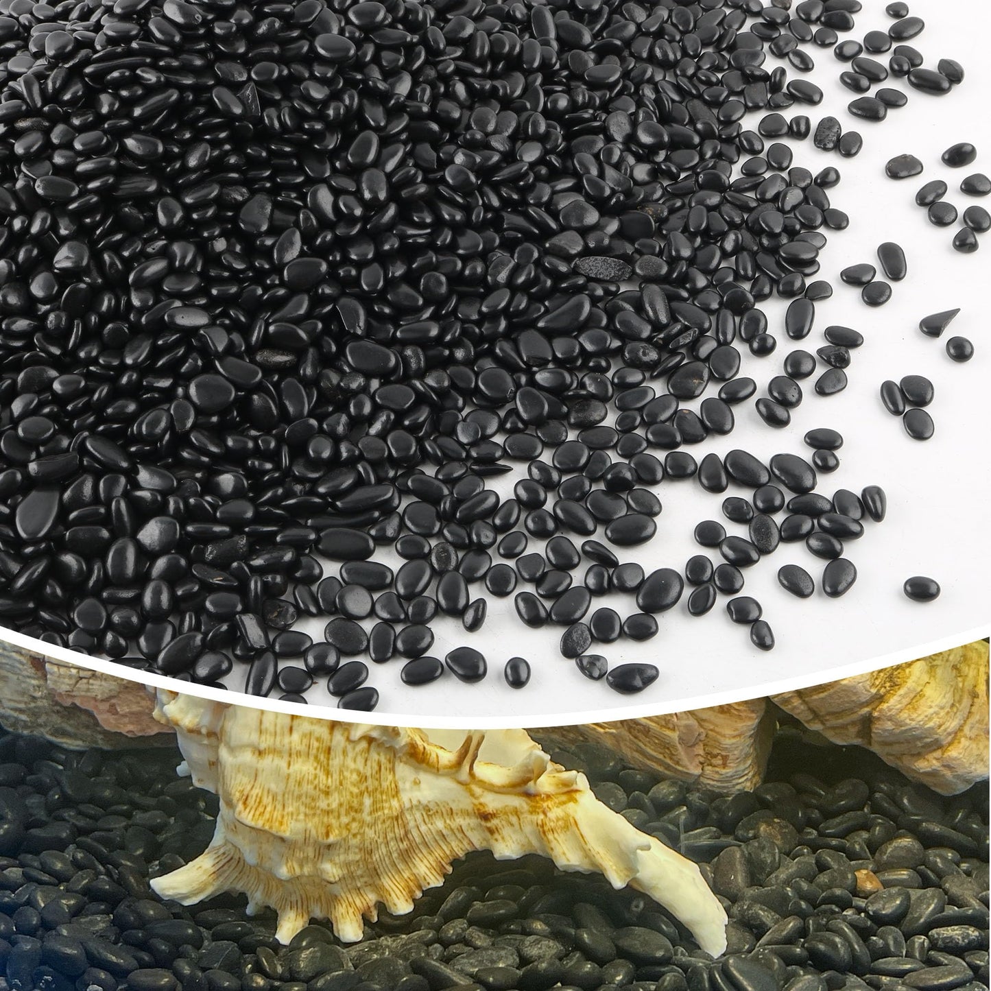 7lb 1/4" Small Pebbles Black for Plants,Potting,Succulents Aquarium Fish Tank Vases Decorative Garden Polished Gravel Rocks Stones