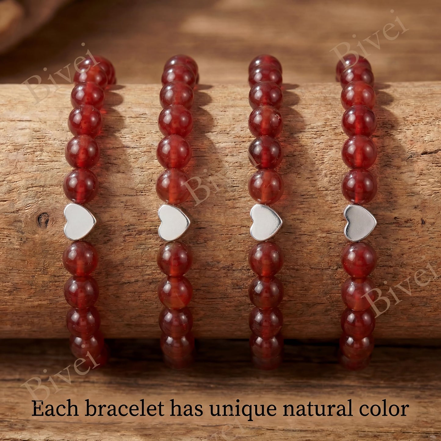 Bivei 6mm Carnelian Crystal Stretch Bracelets for Women, Handmade Natural Stone Beaded Bracelet, Yoga Protection Jewelry Gift