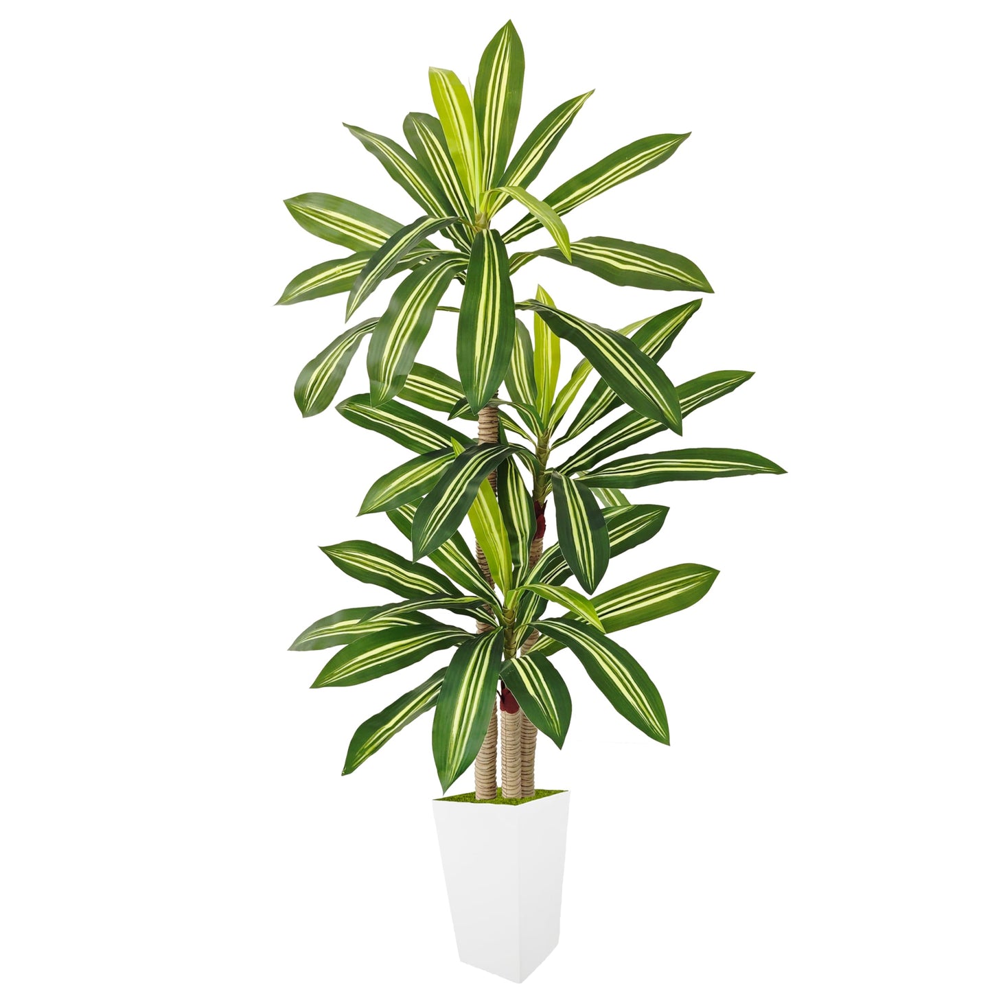 Lovaplants Artificial Dracaena Tree 5ft, Fake Plant with White Tall Planter, Faux Yucca Floor Trees, Artificial Silk Plants for Indoor Home Office Room Decor Housewarming Gift