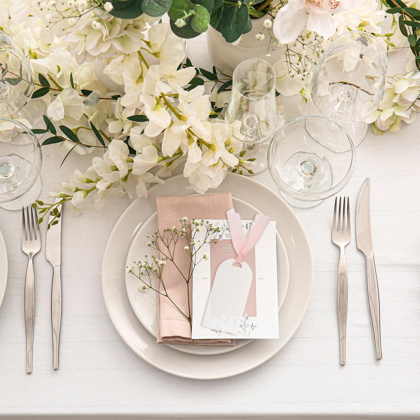 Place Cards for Table Setting 3.5" x 1.8", 10 Pcs Acrylic Name Cards with Ribbon for Wedding Banquets Events Table Setting Reserved Signs Party Supplies, Style B Transparent