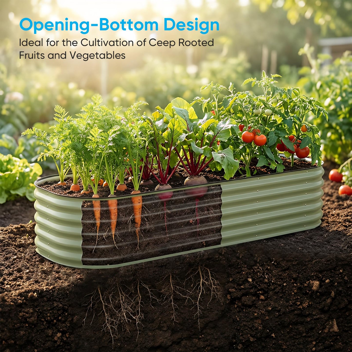 TABU Galvanized Raised Garden Bed Outdoor, 8x4x1.5 Ft Metal Planter Box with Anti-Cutting Edge, Rust-Resistant Garden Bed Kit for Outdoor Gardening, for Vegetables, Flowers, Herbs, Green