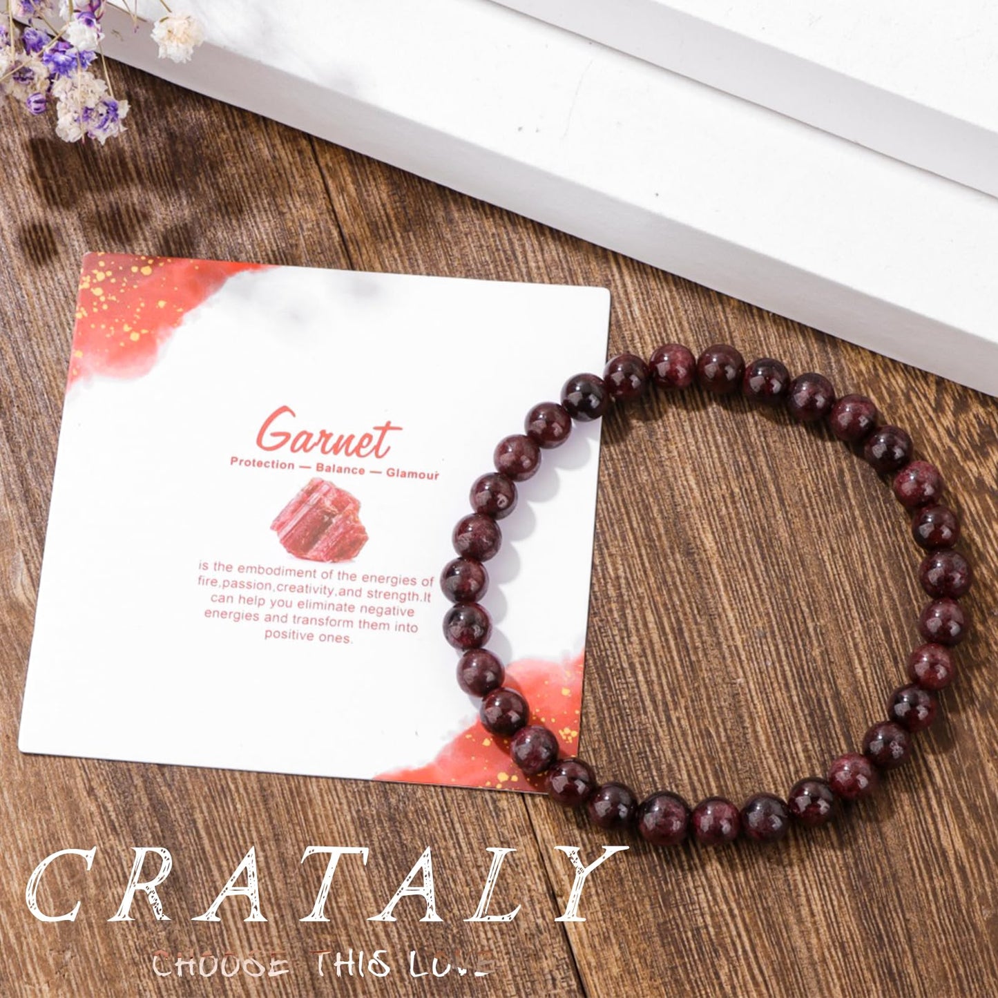 Garnet Bracelet for Men Women-6MM Handmade Bloodstone Beaded Bracelet Red Crystal Inspiring Passion and Energy Birthday Gifts