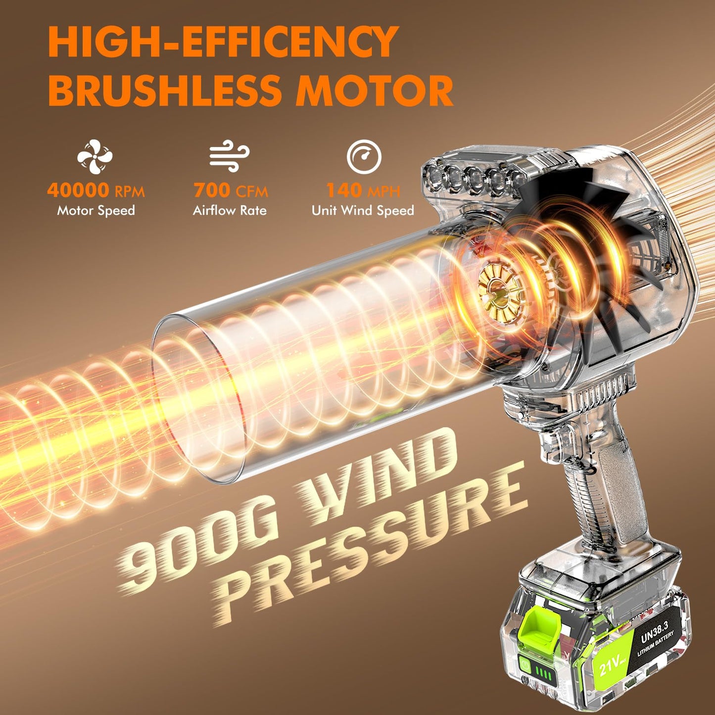 OGERY Brushless Leaf Blower Cordless with Lights, Powerful Electric Leaf Blowers with 2 x 3.0Ah Batteries & Fast Charging, 700CFM 900G Wind Pressure Handheld Blower for Lawn Care Yard Garden, Green