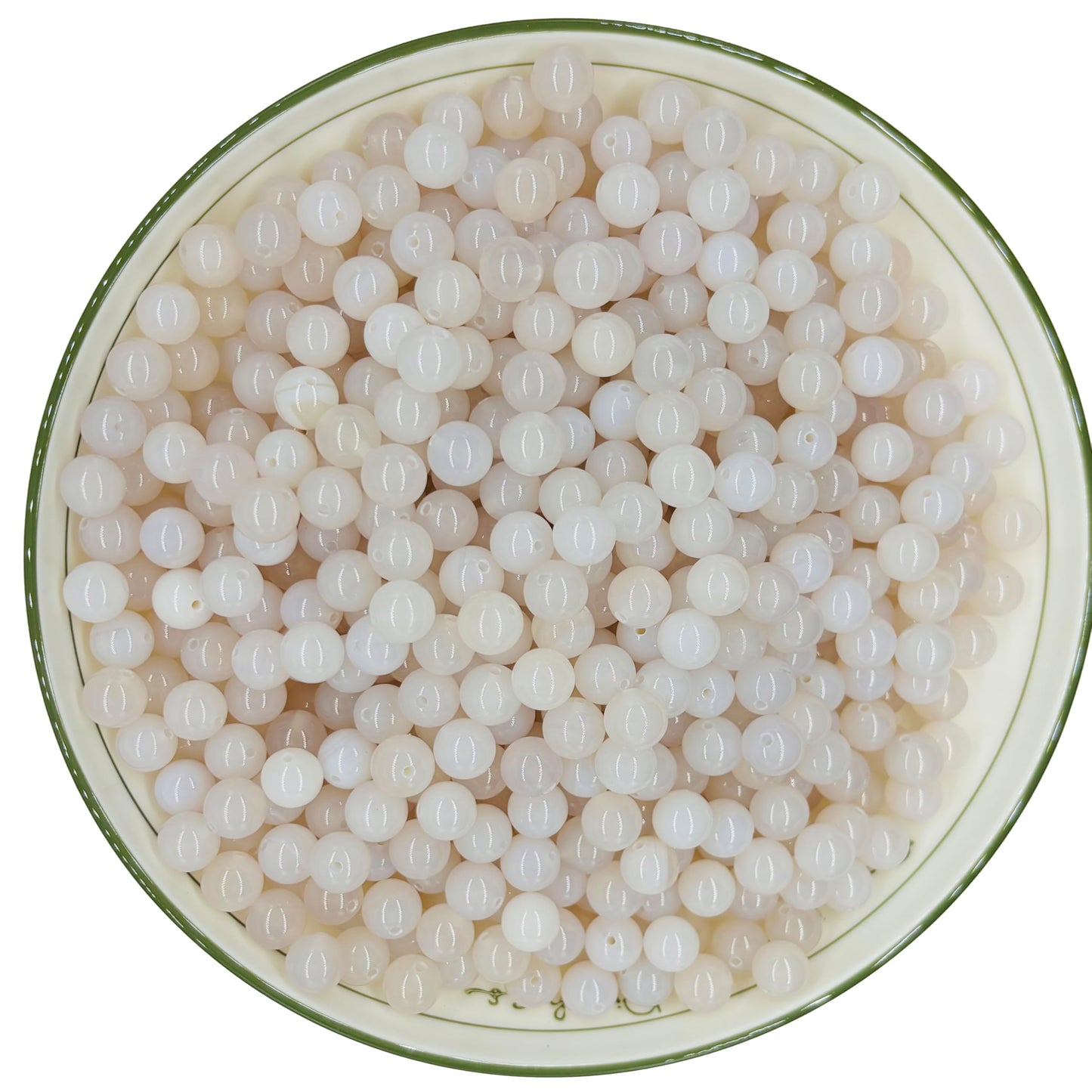 WHNKFB 8mm 50PCS Natural White Agate Round Beads, Banded Loose Stone Beads for Jewelry Making Craft - 4mm 6mm 8mm 10mm Options with Free Elastic Cord