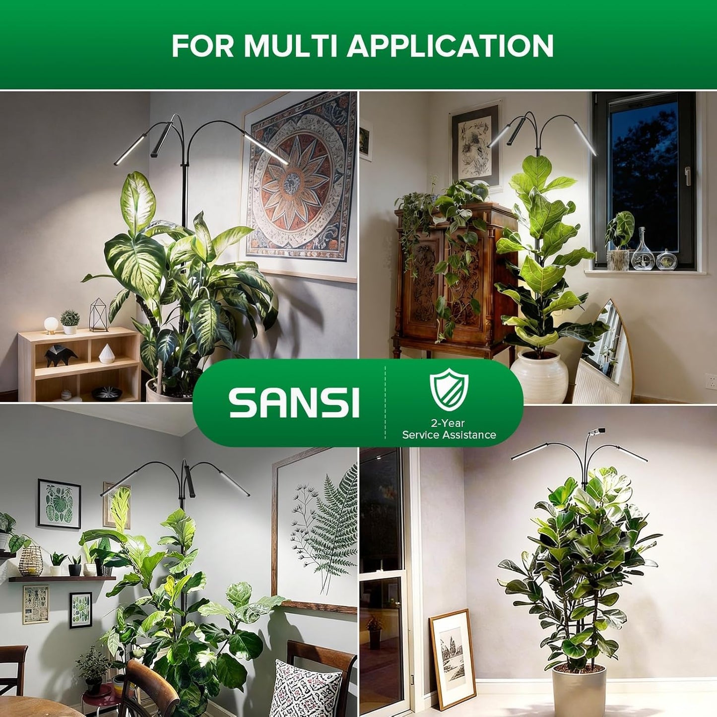 SANSI Grow Light for Large Indoor Plants, LED Plant Lights for Indoor Growing, Full Spectrum 4/8/12H Timer, 4-Level Dimmable, 79"-90" Height Adjustable, High PPFD for Tall Plants, Upgraded Stakes