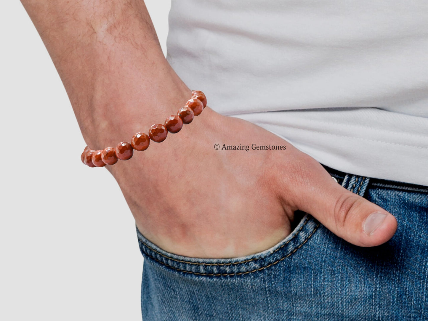 Amazing Gemstone Red Jasper Bracelet for Women - Chakra Mens Bracelet Protection Crystals and Healing Stones - Blessing Bracelet Spiritual Meditation Gift Christmas Stocking