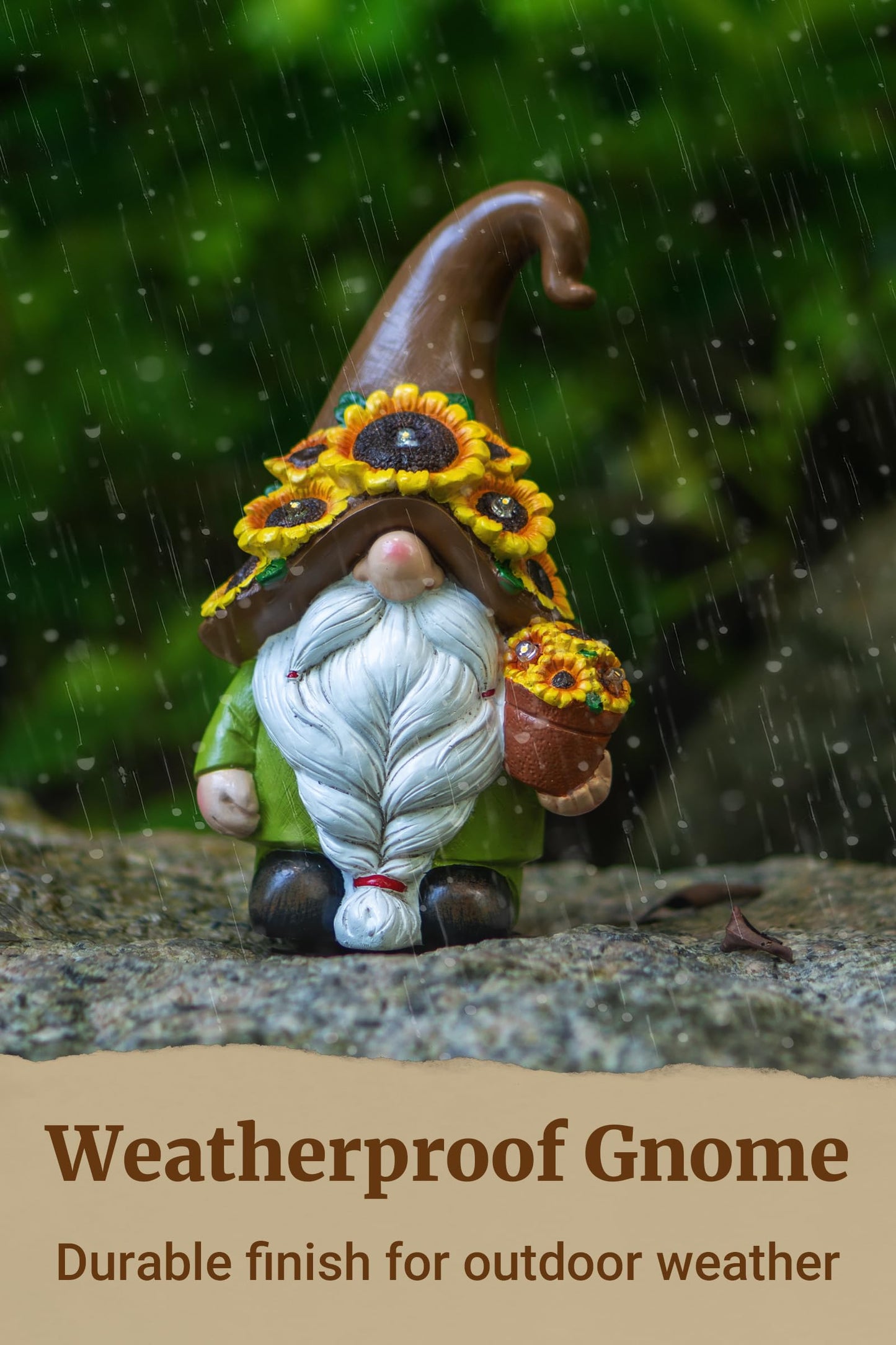 Fuzrea Solar Garden Gnome Statue, 7.67 Inch Resin Gnome Outdoor Decor for Yard, Backyard, Patio, Porch, Lawn; Garden Decor, Gnome Gifts, Birthday Gifts for Grandma Mom Women