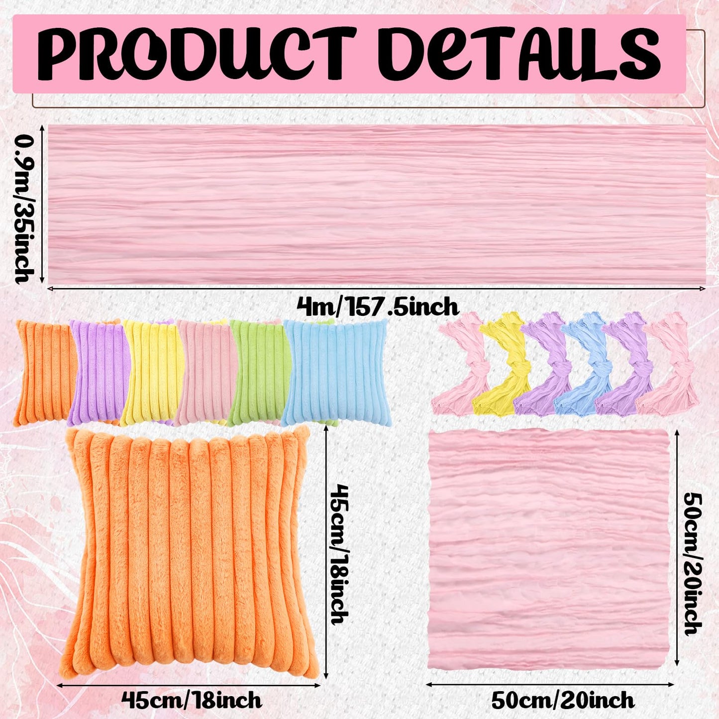 Beeveer 91 x 71 Extra Large Outdoor Boho Picnic Blanket with Pastel Table Runner, 6 Throw Pillow Covers 6 Napkins Woven Cotton Yarn Oversize Beach Blanket Washable Picnic Camp Wedding