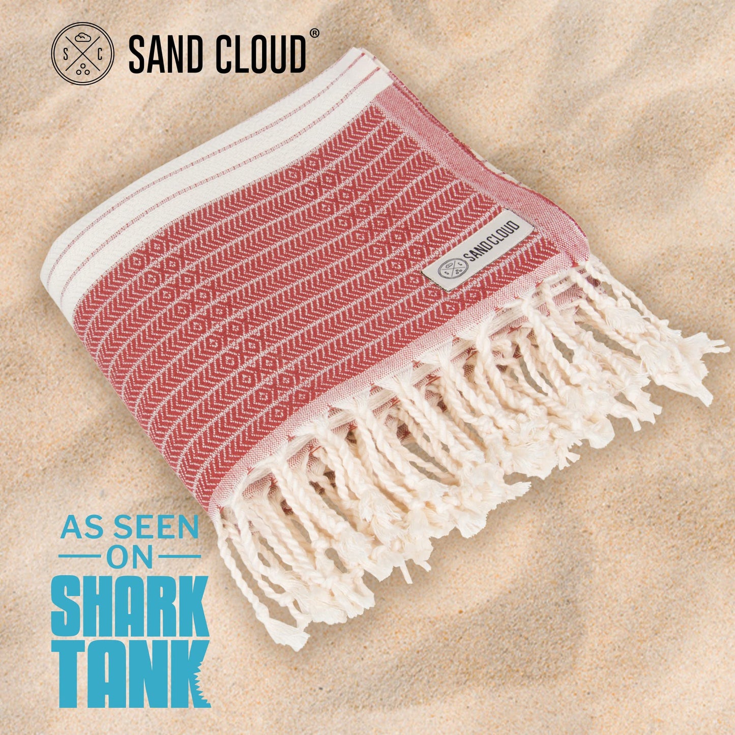 Sand Cloud Beach Towel - Sand Free - 100% Organic Turkish Cotton Yarn - Quick Dry Towel for Beach, Picnic, Blanket or Bath - As Seen on Shark Tank - Letoon Burgundy