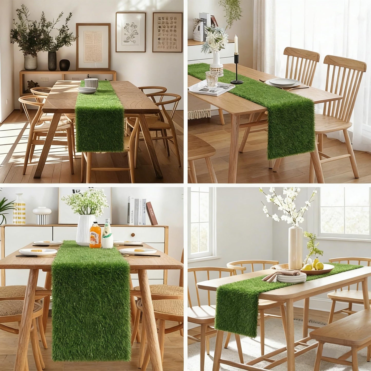 VERDIGRASS Artificial Grass Indoor Outdoor Table Runner 12 x 36 Inch,Waterproof Astro Turf with Drainage Holes,Fake Turf Mat Grass Rug for Golf Themed Party,Wedding, Birthday,Home Decor,Dark Green