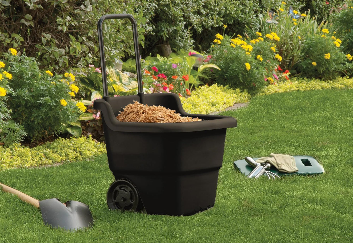 15-Gallon Resin Lawn & Garden Cart – Utility Wagon for Yard Work, Gardening, and Outdoor Storage, Assembled Dimensions: 20.75" L x 22.5" W x 35.75" H