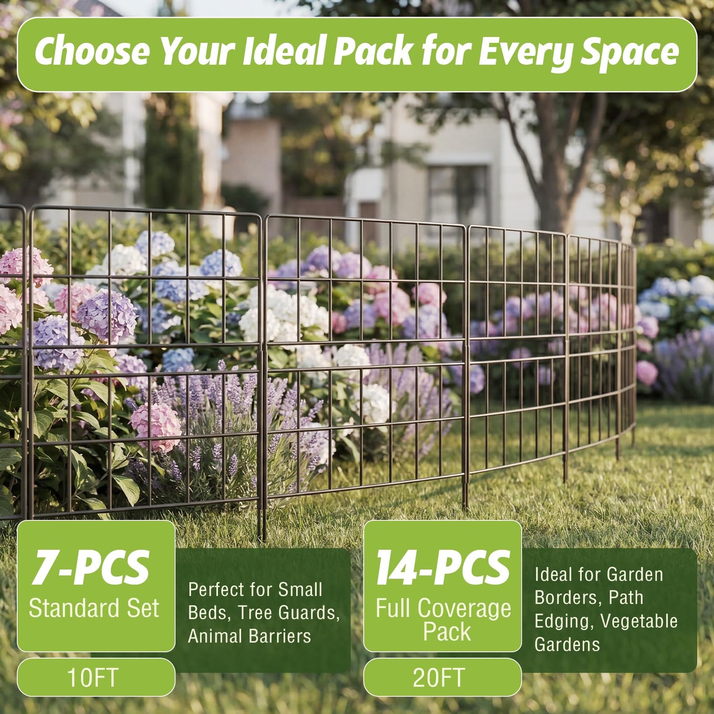 31.5 Inch(H) X 20 Ft(L) Tall Decorative Garden Fence 14 Pack Fencing Panels, Metal Wire Border No Dig Fencing Animal Barrier for Dog, Flower Edging for Yard Landscape Patio Outdoor Decor