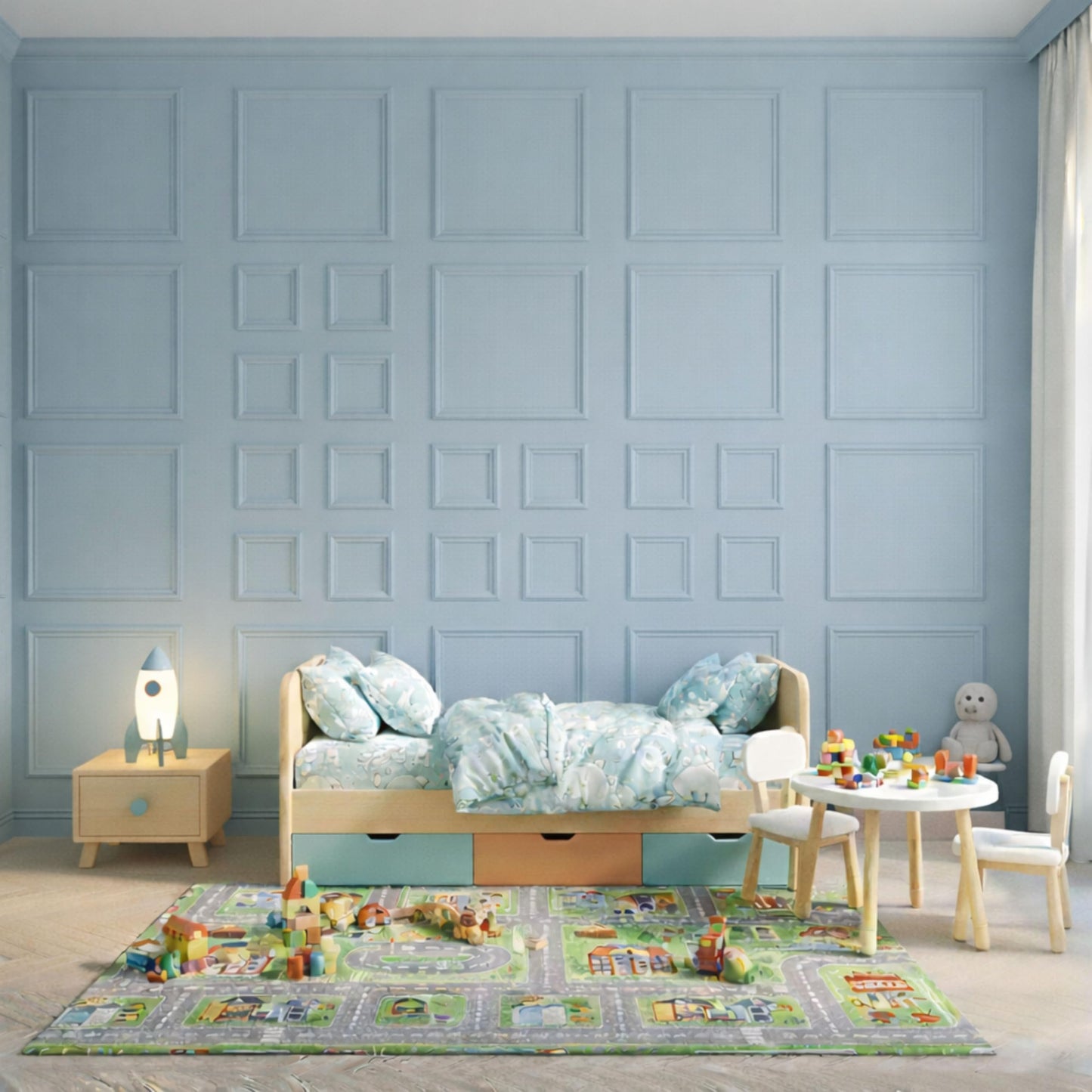 Peel and Stick Wall Molding Kit | Pre-Cut Paintable Wainscoting Panels | 16 Frames 19.68” + 16 Frames 7.87” (Totally 32 pcs) | Easy Install Decorative Wall Trim for Bedroom, Living Room