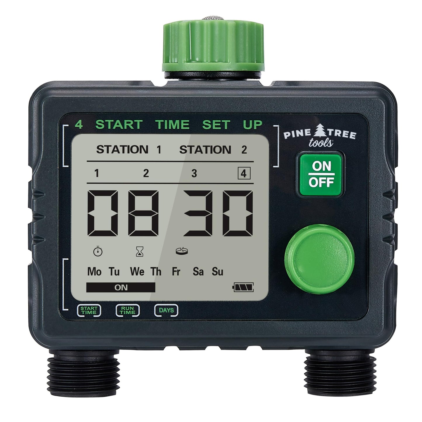 Pine Tree Tools Hose Timer - Programmable Water Timer for Garden, Automatic & Manual Watering System, Outdoor Faucet for Lawn, Garden & Yard, Battery Operated, 2 Outlet Hose Watering