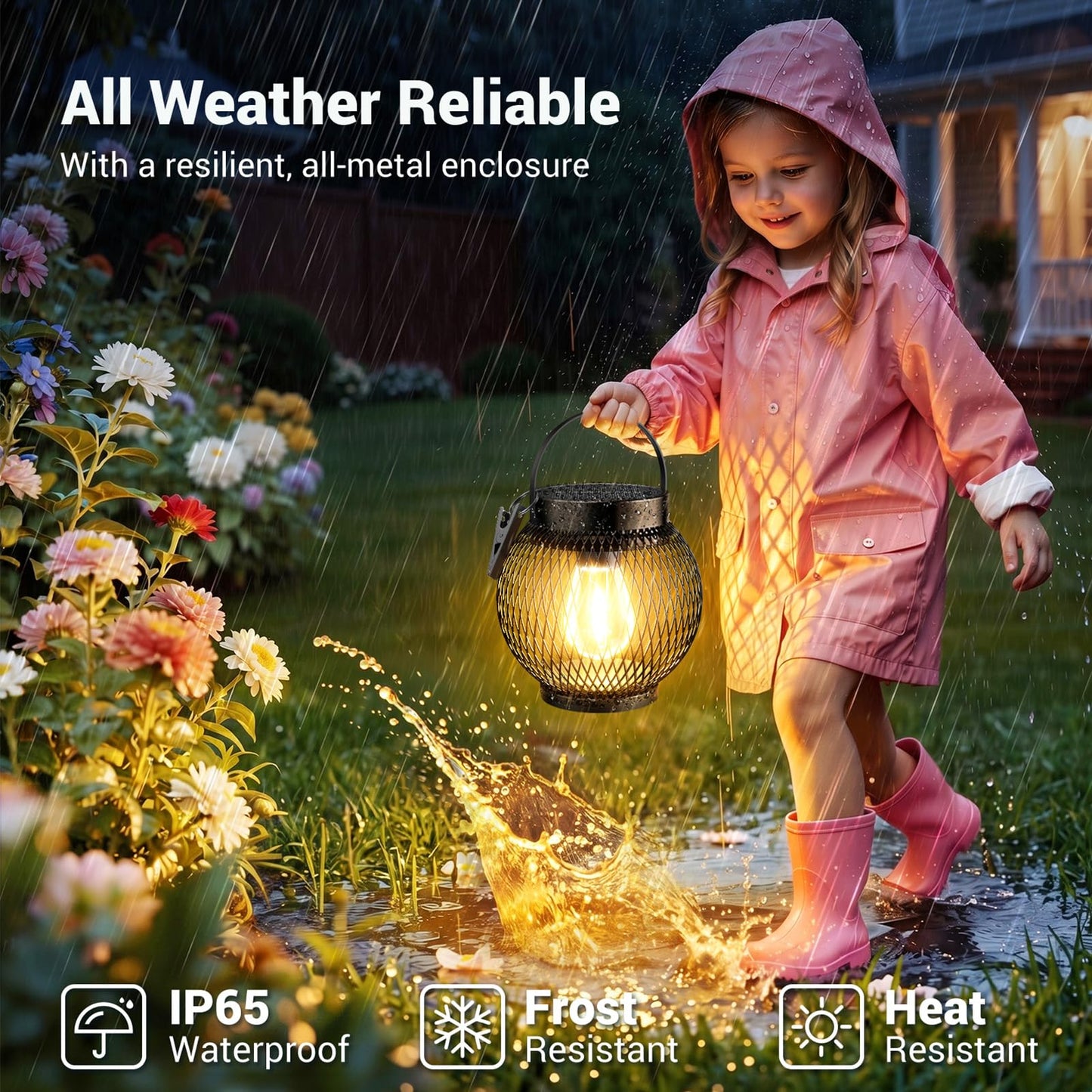 Tuyluxe Solar Lantern Outdoor Waterproof, 4 Pack Upgraded Metal Bright Hanging Solar Lights with Clip, Solar Powered Hanging Lanterns for Outside Patio Porch Garden Decorative