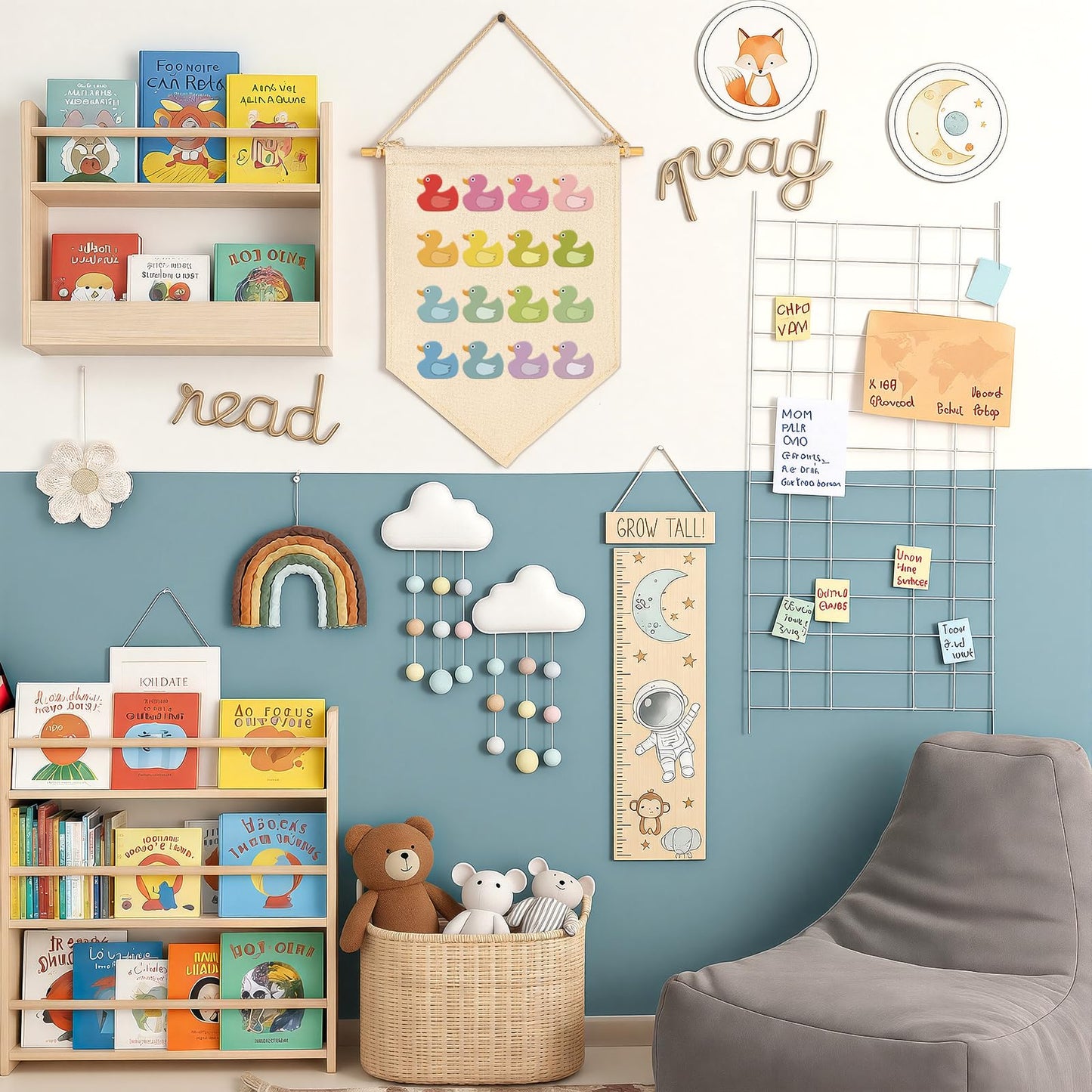 Nursery Baby Room Playroom Reading Room Bedroom Door Decoration-Baby,Shower,Birthday Christmas Gift for Boy Girl Kid Teen-Canvas Hanging Flag Banner Pennant Wall Sign Decor-Ducks Theme
