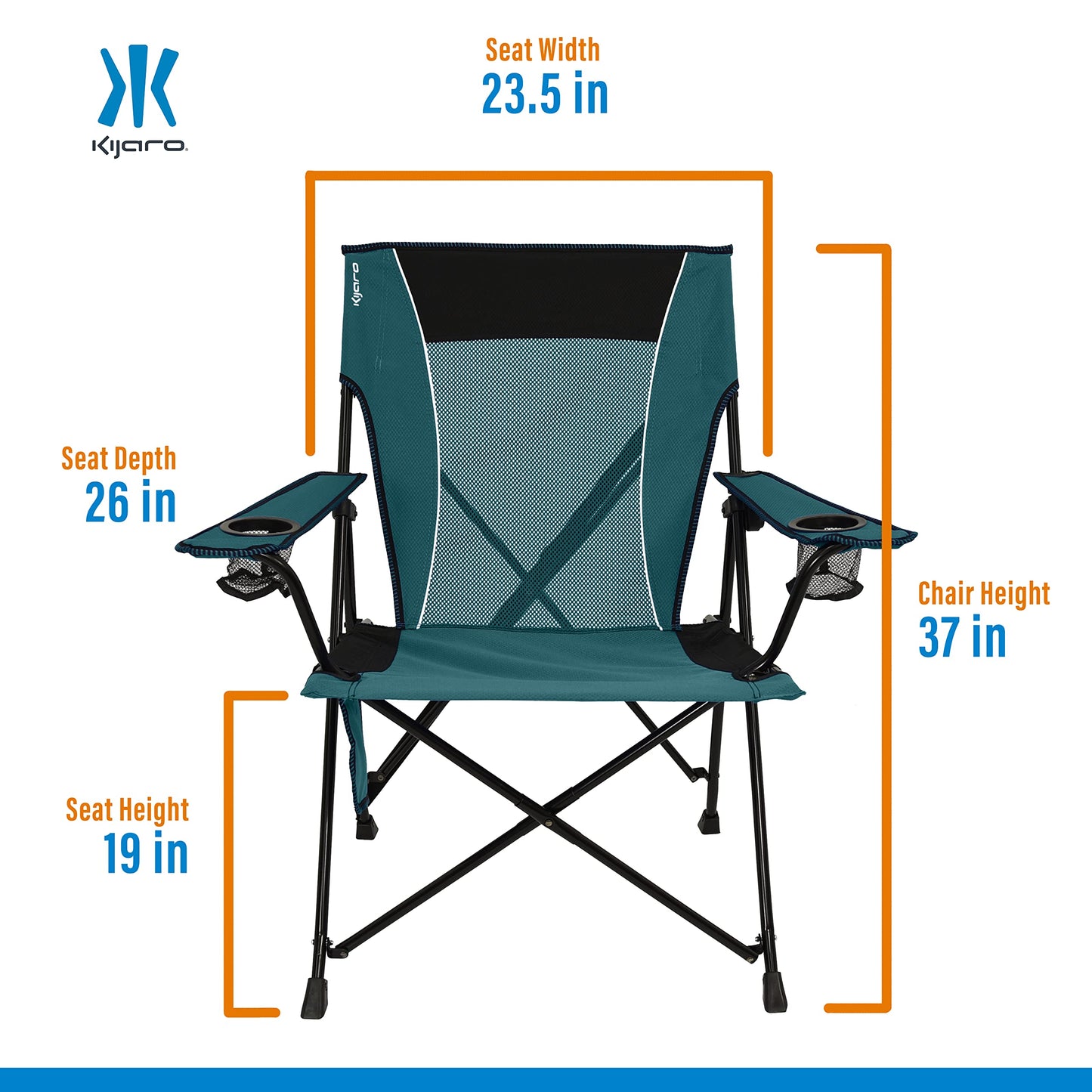 Kijaro Dual Lock Portable Camping Chairs - Enjoy the Outdoors with a Versatile Folding Chair, Sports, Outdoor & Lawn - Dual Lock Feature – Cayman Blue Iguana