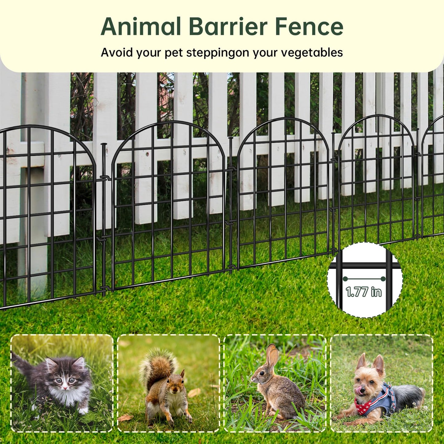 32.5 ft(L) x 22 in(H) Garden Fence, 30 Panels Arched No Dig Fence, Decorative Animal Barrier Fencing with Ground Stake, Rustproof Metal Garden Edging Border for Dog, Rabbit, Outdoor Yard Patio Decor