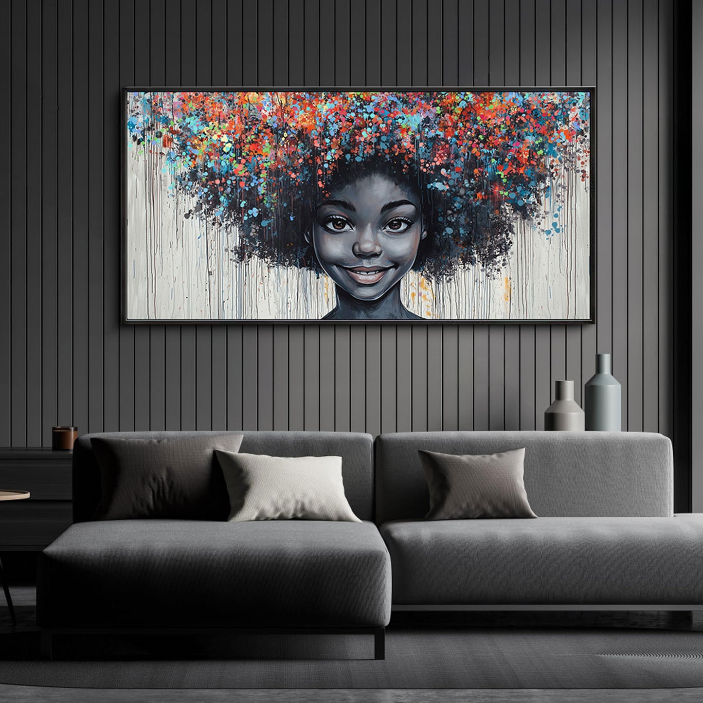 KLAKLA Black Woman Wall Art African American Women Wall Decor Trendy Abstract Black Girl Canvas Poster Prints Pictures for Bedroom Living Room Framed 20x40 Inches