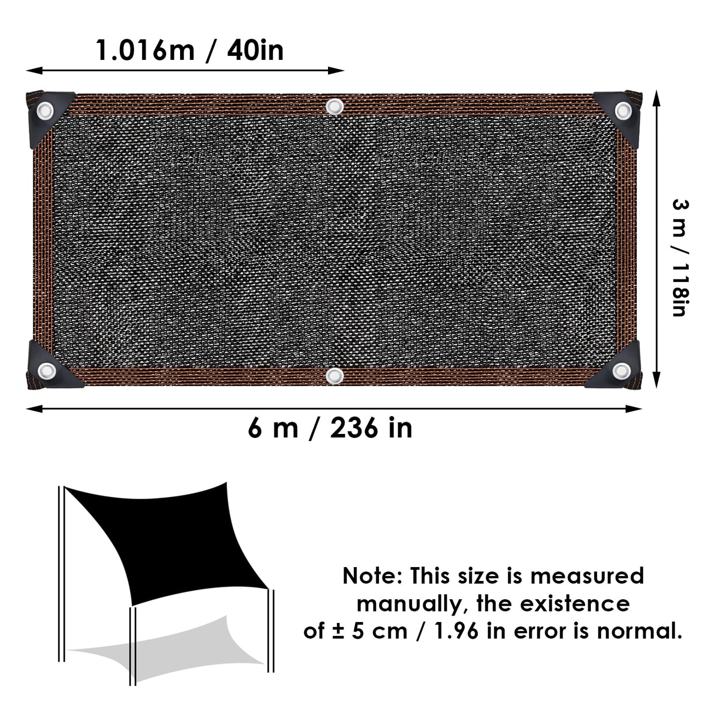 Tigvio 55% Shade Cloth for Garden, 9.8x18.7FT HDPE Mesh Tarp with Reinforced Grommets- Outdoor Sun Shade Cover for Greenhouse, Plant, Pergola, Chicken Coop, Backyard Patio Sunshade Net