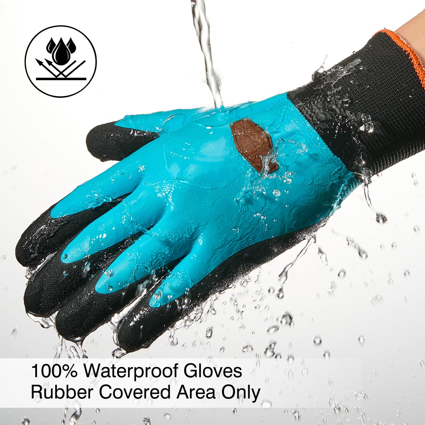 COOLJOB Waterproof Winter Freezer Gloves for Working Gardening Fishing Construction Worker, Double Coated Rubber for Warehouse Cold Refrigeration House, 1 Pair Large Blue