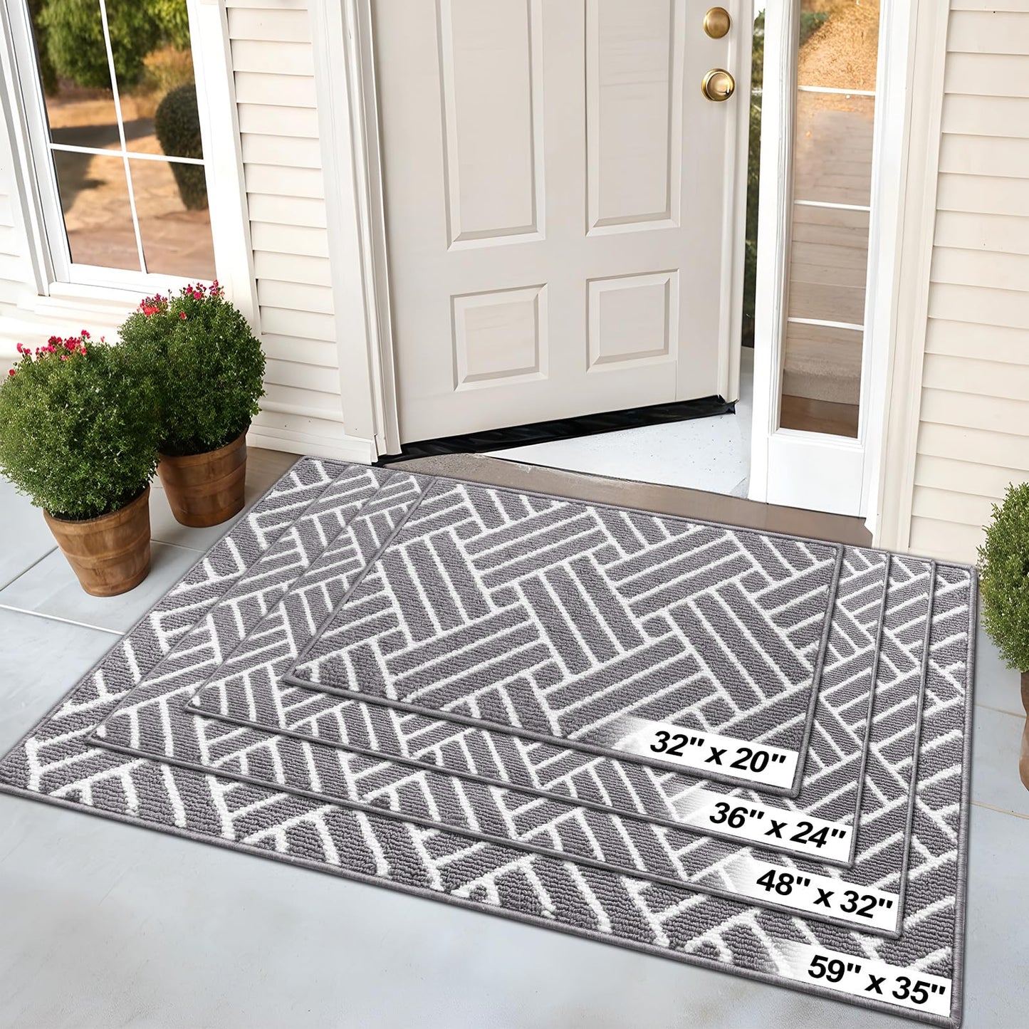 OLANLY Indoor Door Mat, 32x20 Inch, Dirt Resistant and Absorbent, Non-Slip Rubber Backing Floor Mats, Easy Clean Low-Profile Doormat for Entryway, Front Door, and Inside Entrance, Grey