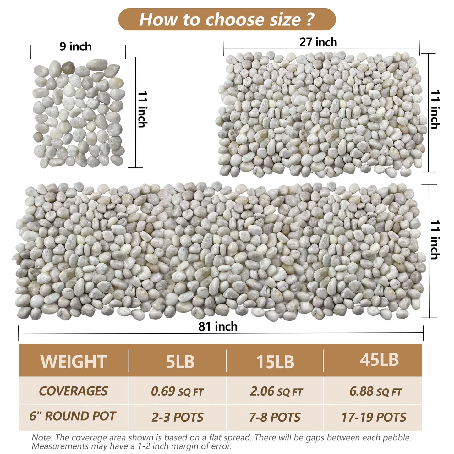 Garrdeen 5LB White River Rocks, High Polished 1–2 inch Decorative Pebbles for Indoor Plants, Aquarium & Fish Tank Rocks, Garden Landscaping Stones, Vase Fillers, Lava Rocks for Plants & Pathway Decor