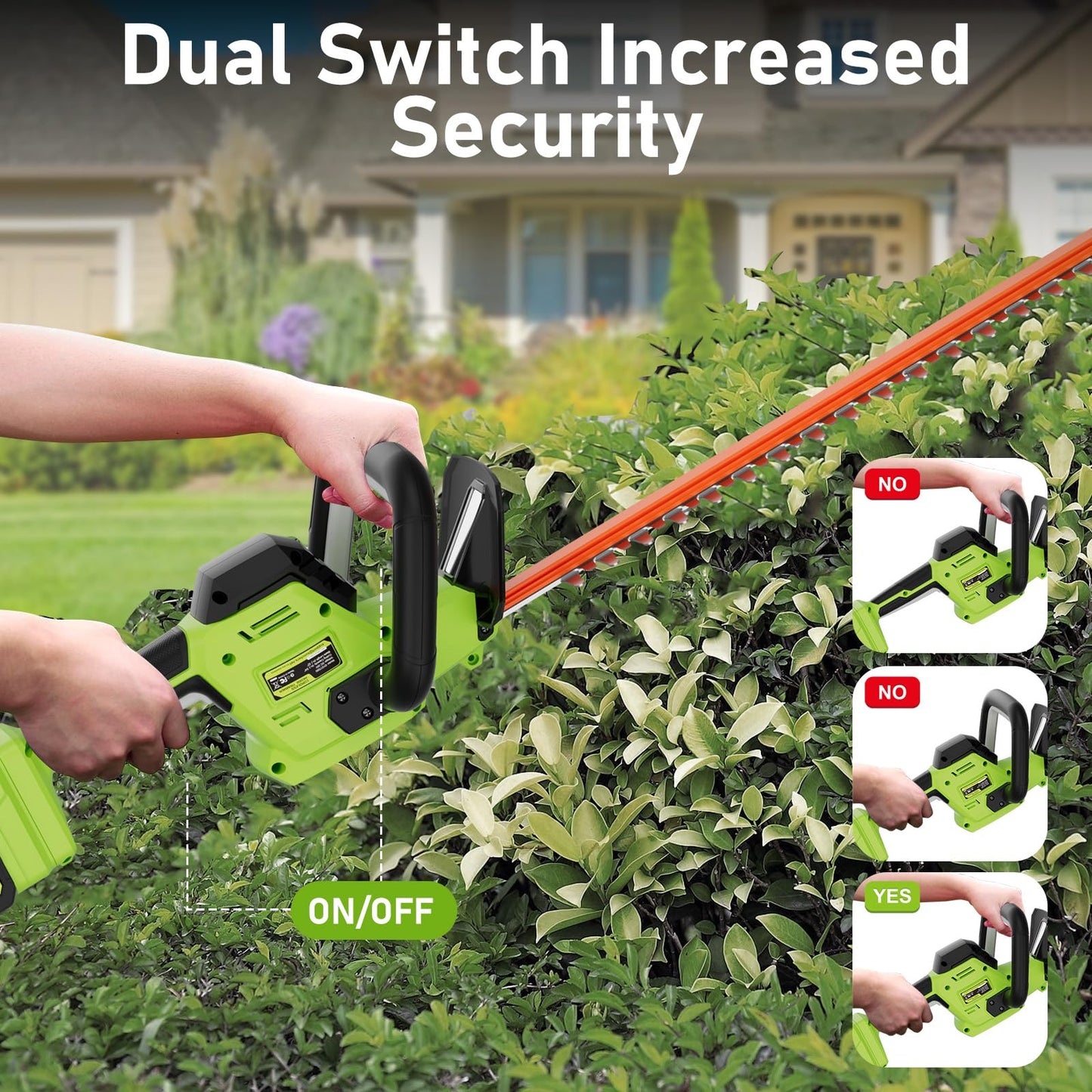 SUNCHERS 20V Max Hedge Trimmer Cordless, 22 Inch Tree Trimmer with 2 Batteries and Charger, Handheld Electric Trimmers, Grass Shrub Pruning Cutter, Lightweight & Compact Hedge Shear for Garden, Lawn