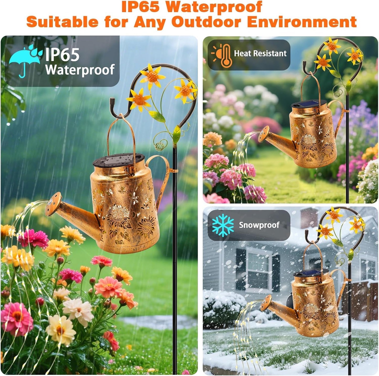 Big Solar Lanterns Outdoor Waterproof, Gift for Mom Grandma Women Wife Daughter Mother's Day, Sunflower Watering Can Light with Shepherd Hook, Hanging Lantern Solar Path Light, Yard Patio Garden Decor