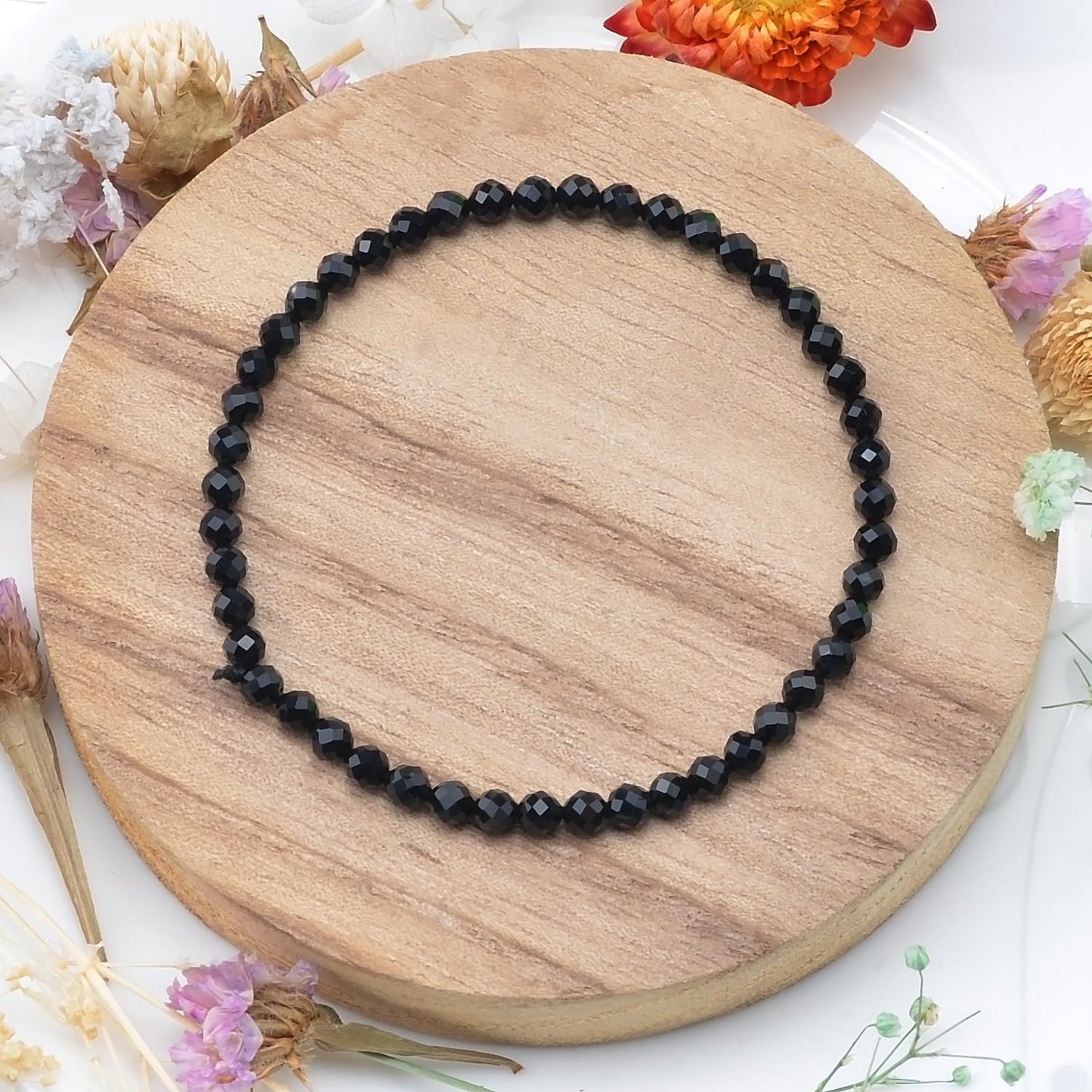 MASSIVE BEADS Natural Genuine Gemstone Beads Healing Crystal Chakra Reiki Jewelry Faceted Round Beads Bracelets (Black Onyx, 3mm)