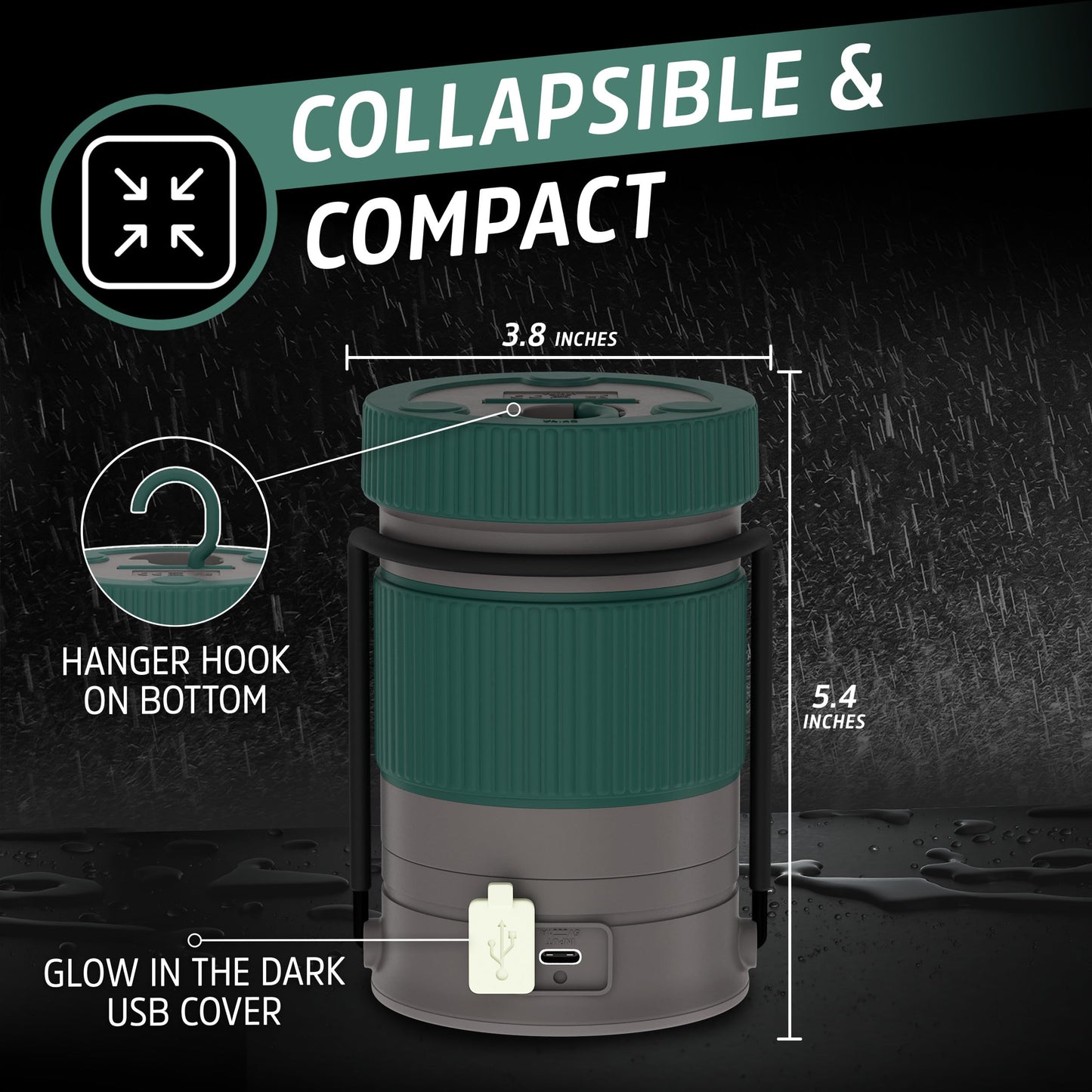 Energizer S-500 Hybrid Power Camping Lantern, Solar, Rechargeable, or AA Battery Powered, IPX4 Water Resistant Bright LED Lantern